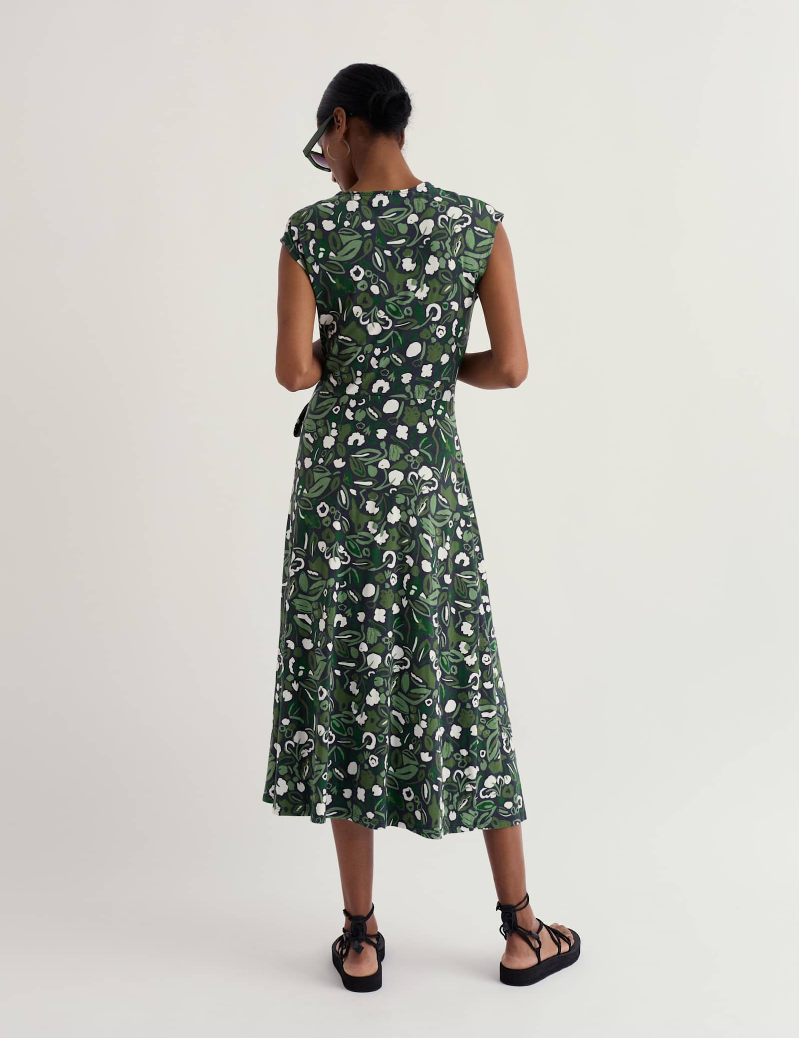 Cotton Rich Floral Midi Waisted Dress - image 4