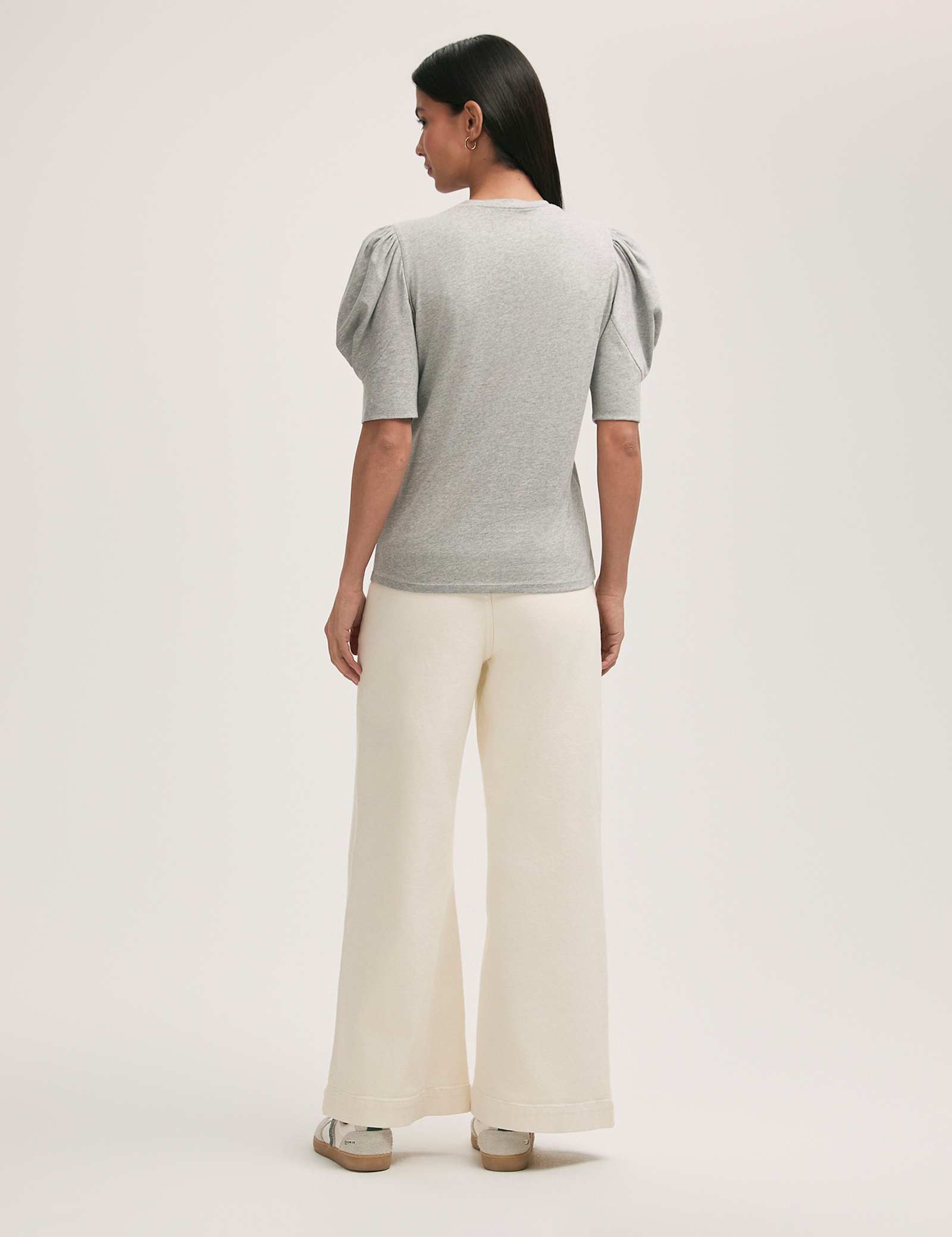 Pure Cotton Jersey Draped Puff Sleeve Top - image 3