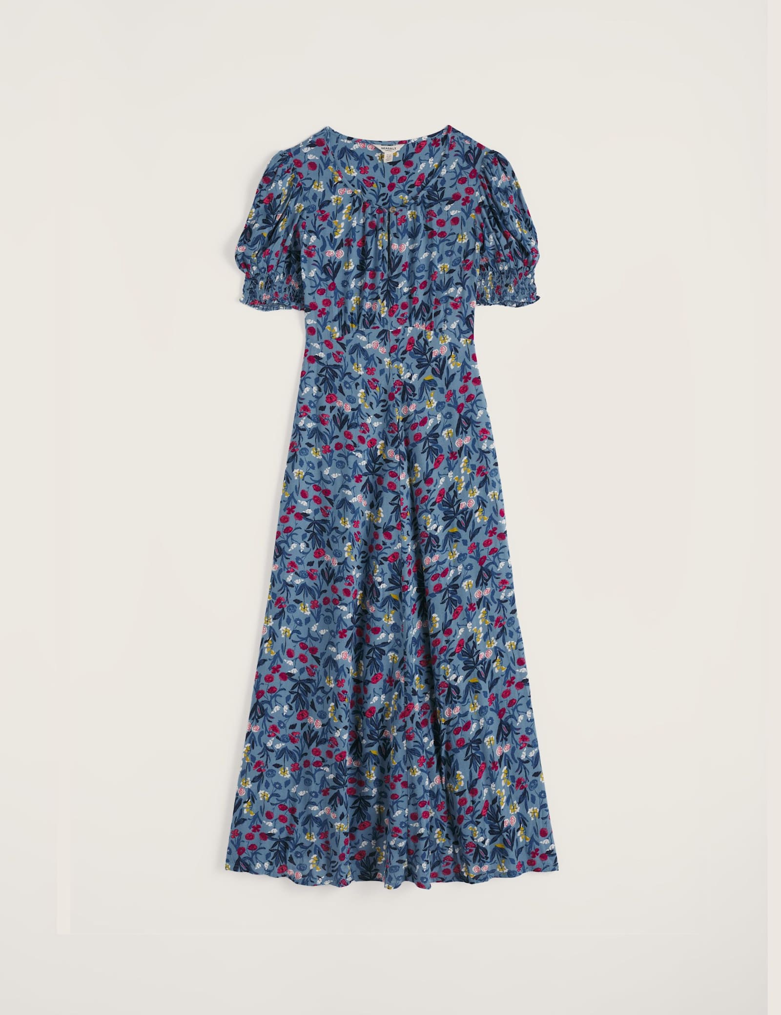 Floral Puff Sleeve Midi Skater Dress - image 1