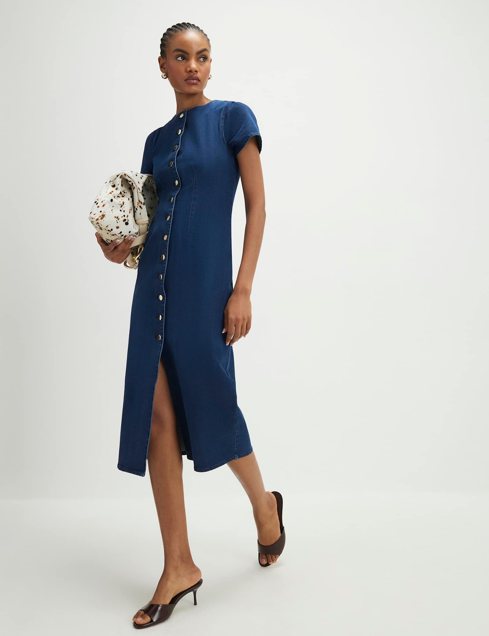 Cap Sleeve Button Through Midi Dress - image 4