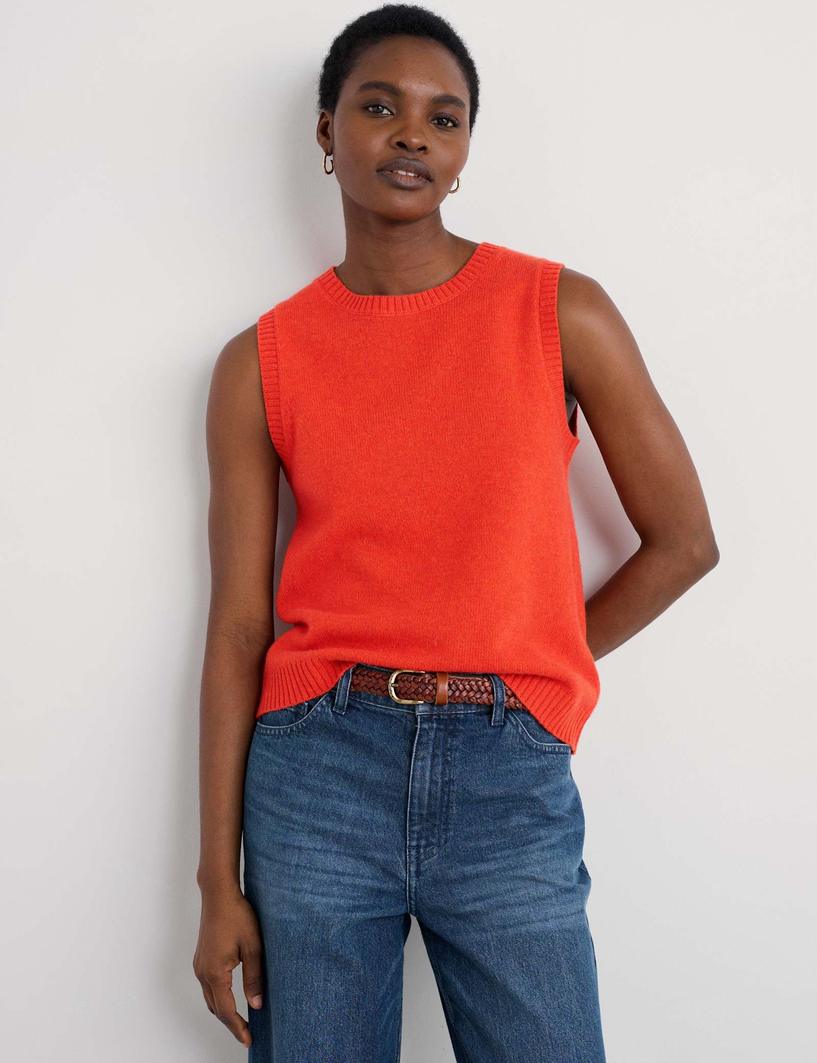 Merino Wool Rich Crew Neck Knitted Vest - image 3