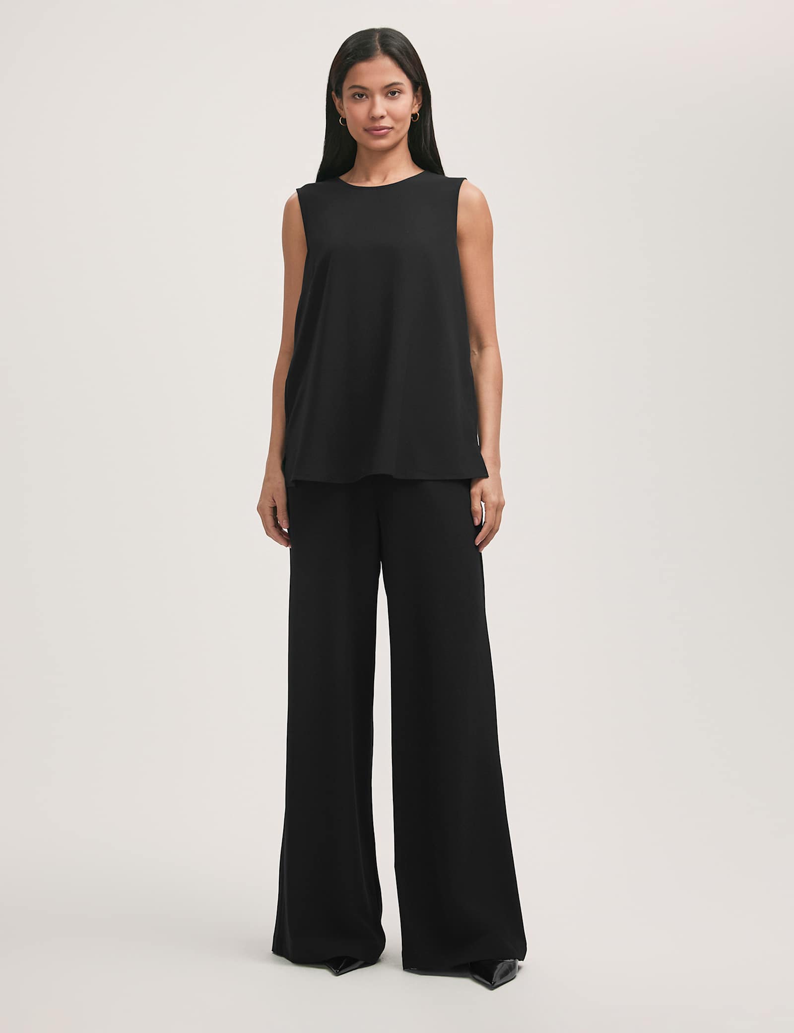 Crepe Round Neck Shell Top - image 1