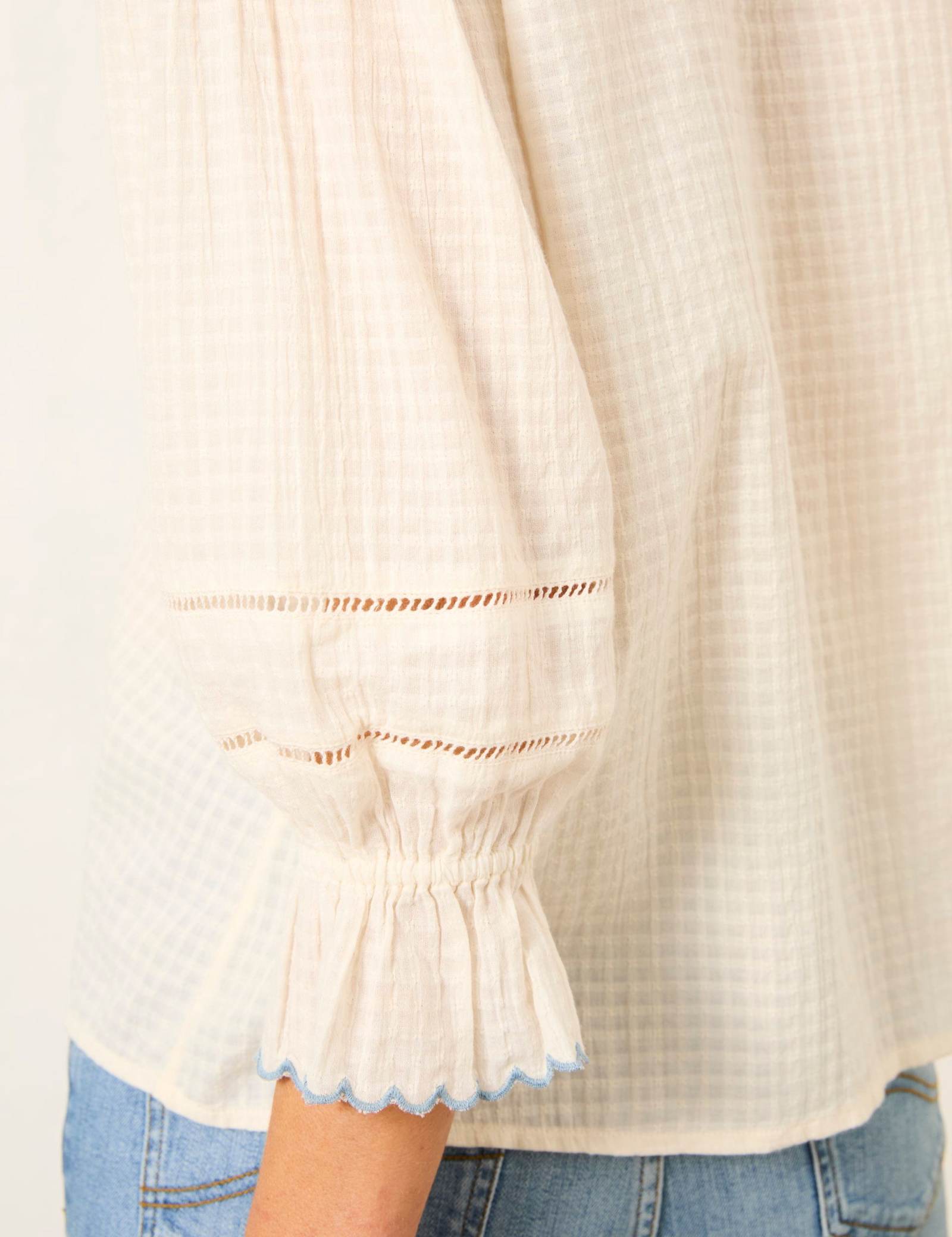 Pure Cotton Broderie V-Neck Blouse - image 3