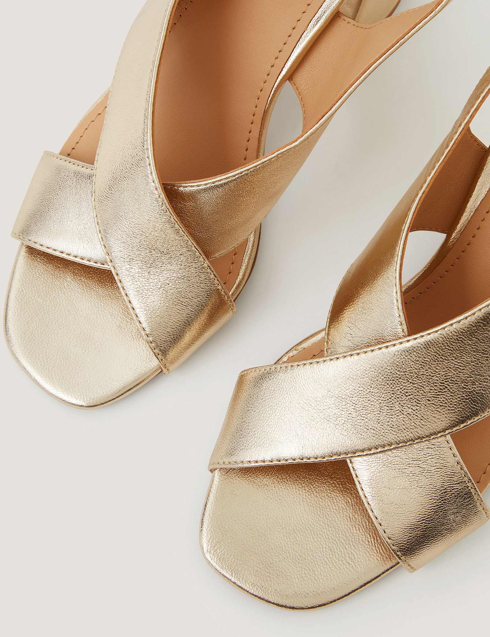 Leather Crossover Buckle Block Heel Sandals - image 5