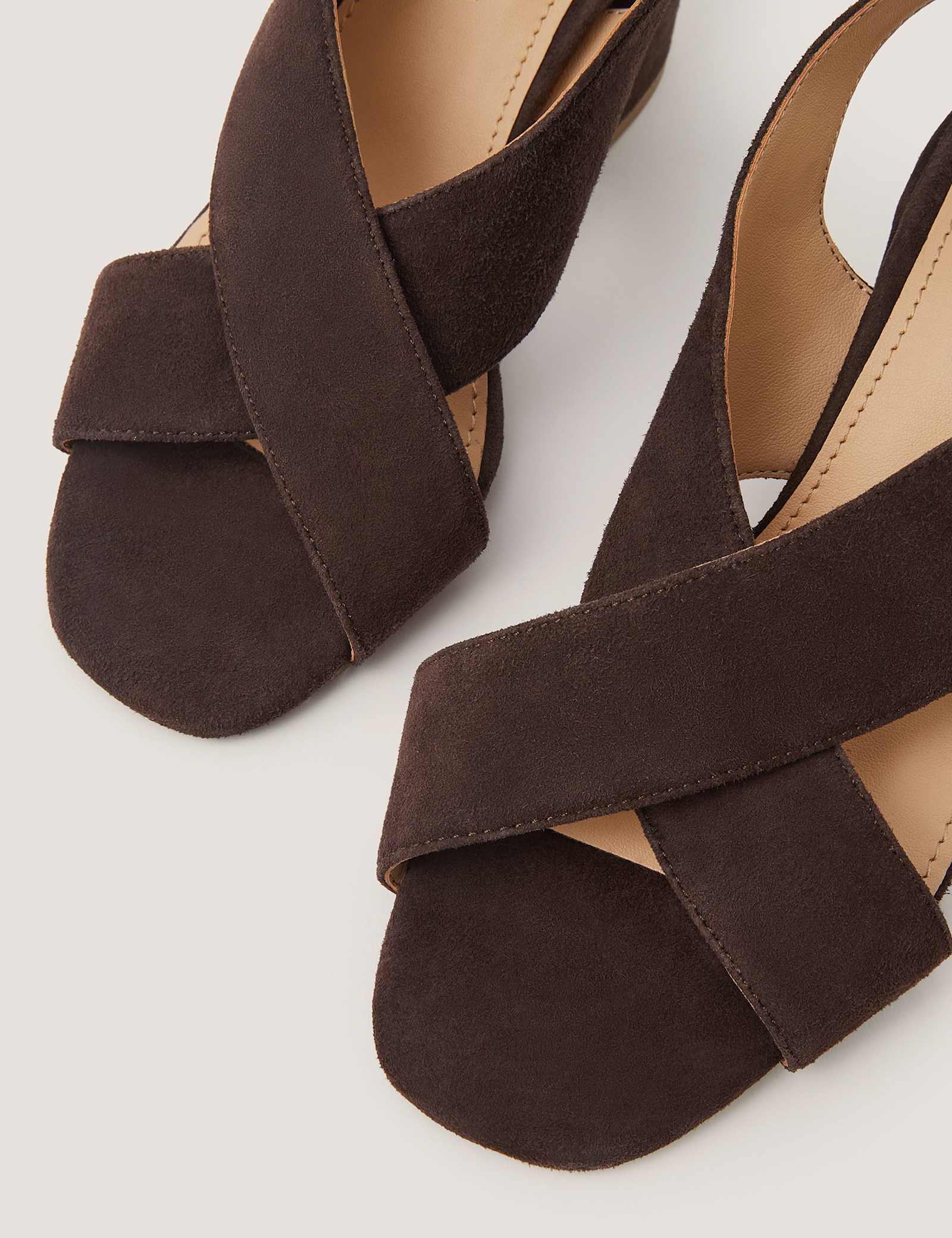 Leather Crossover Buckle Block Heel Sandals - image 3