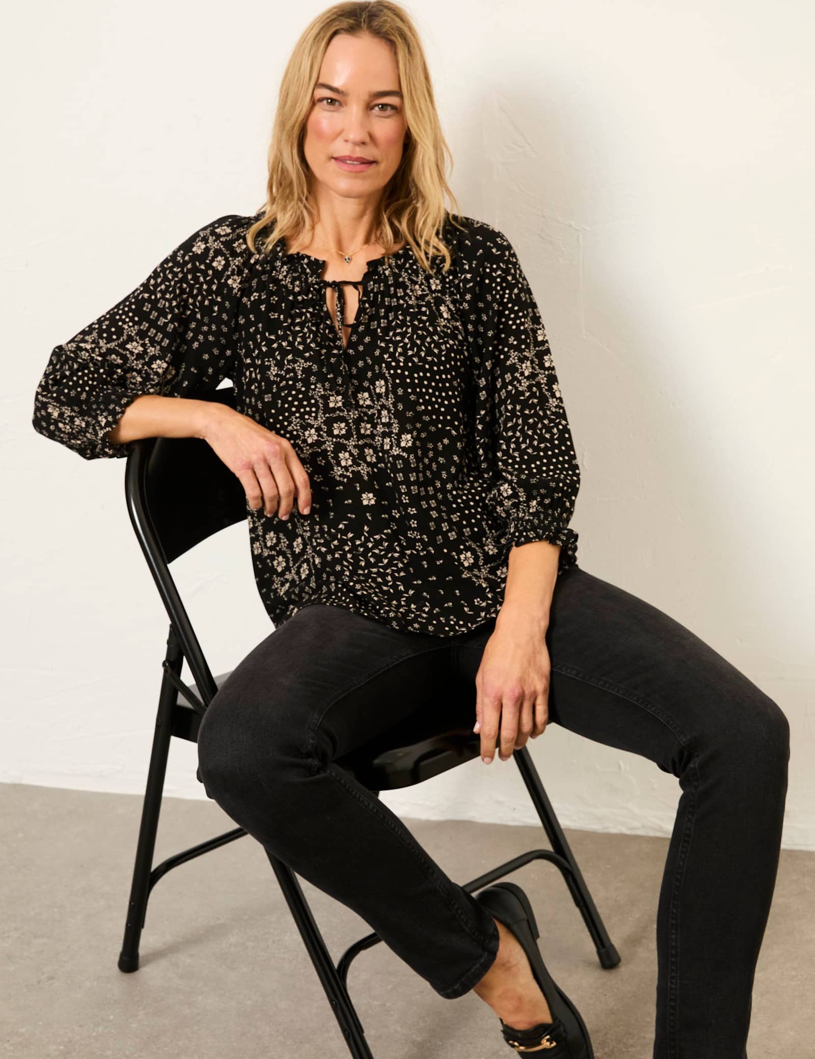 Floral Tie Neck Blouse - image 2
