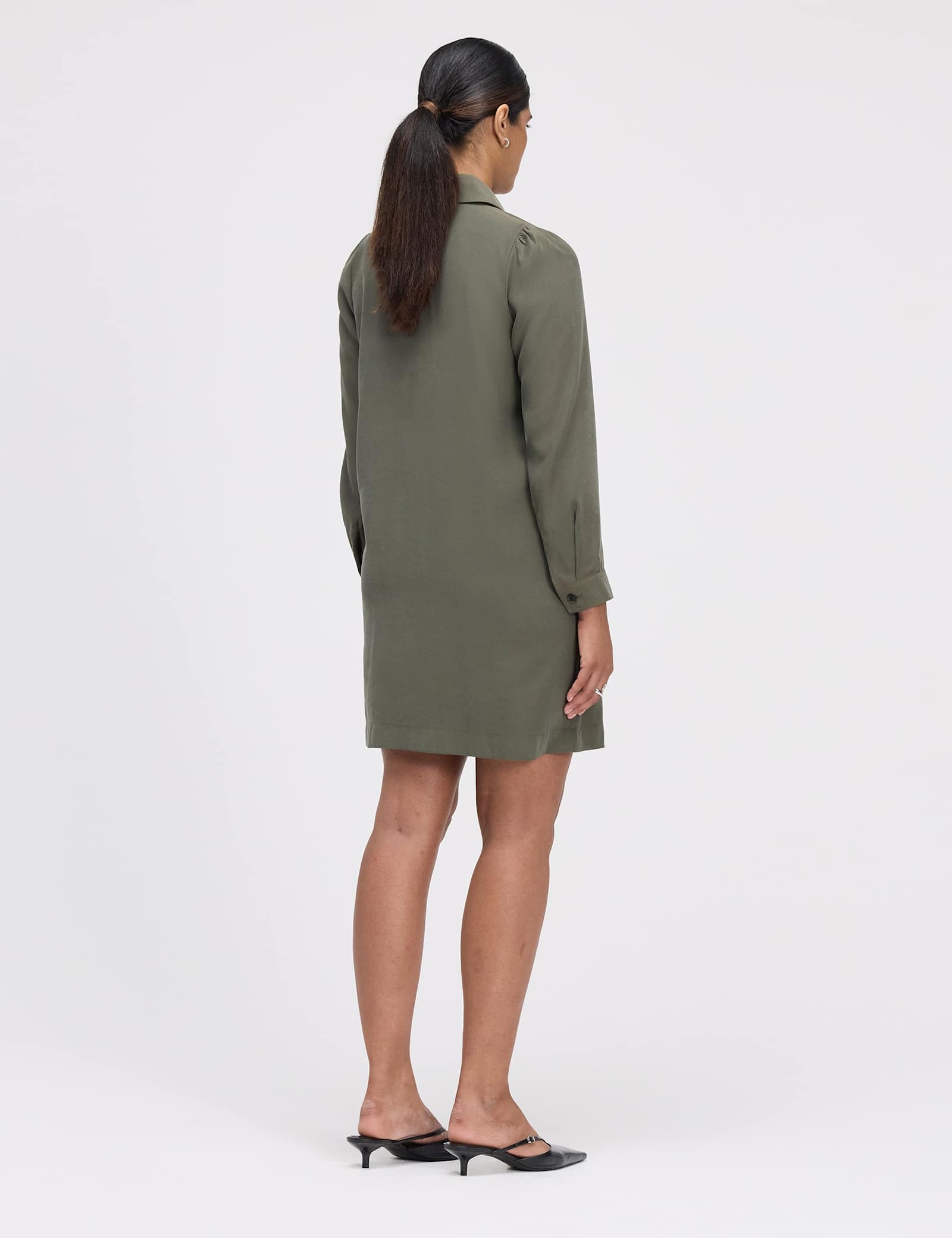 Collared Zip Up Mini Shirt Dress - image 5