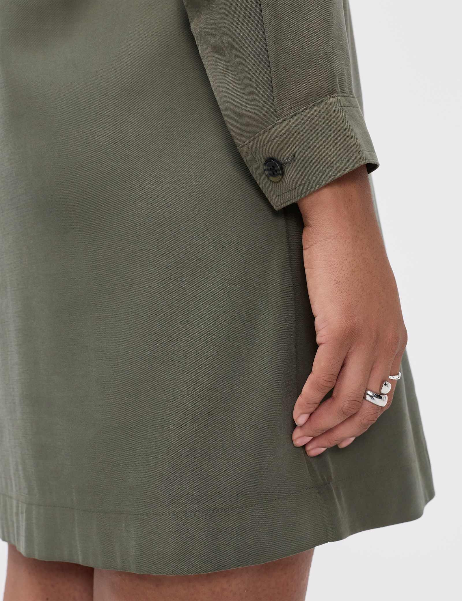 Collared Zip Up Mini Shirt Dress - image 4