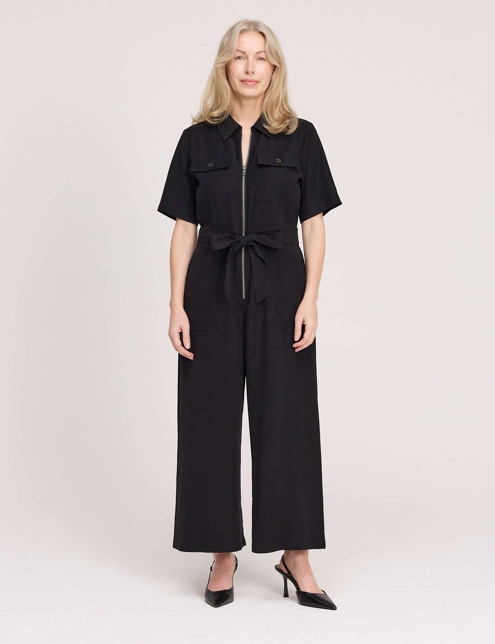 Short Sleeve Cropped Wide Leg Jumpsuit - image 2