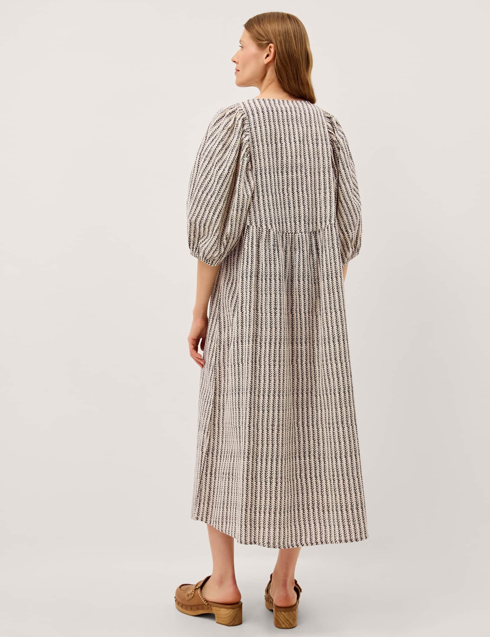 Pure Cotton Embroidered Notch Neck Midi Tea Dress - image 4