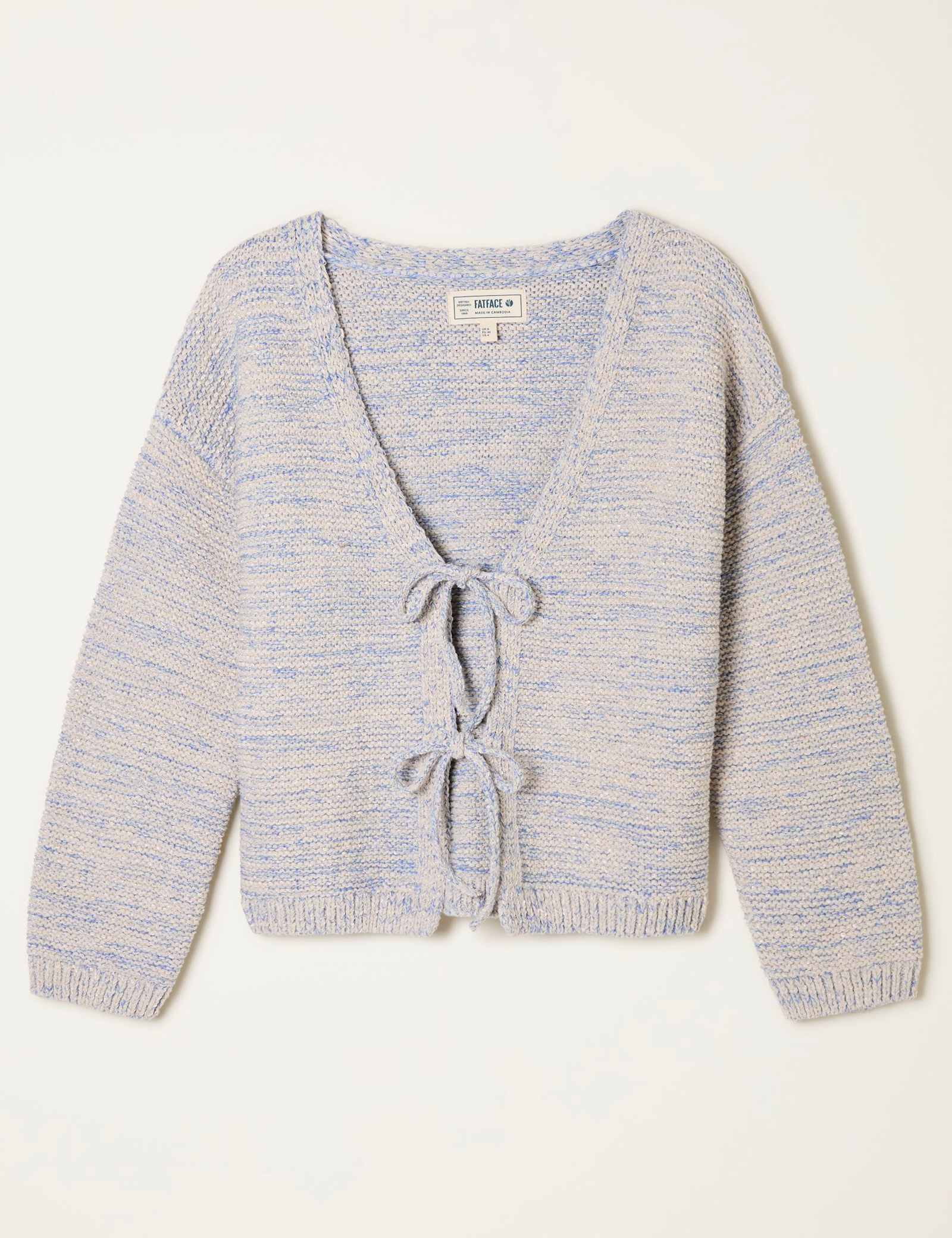 Cotton Blend Textured V-Neck Cardigan - image 1