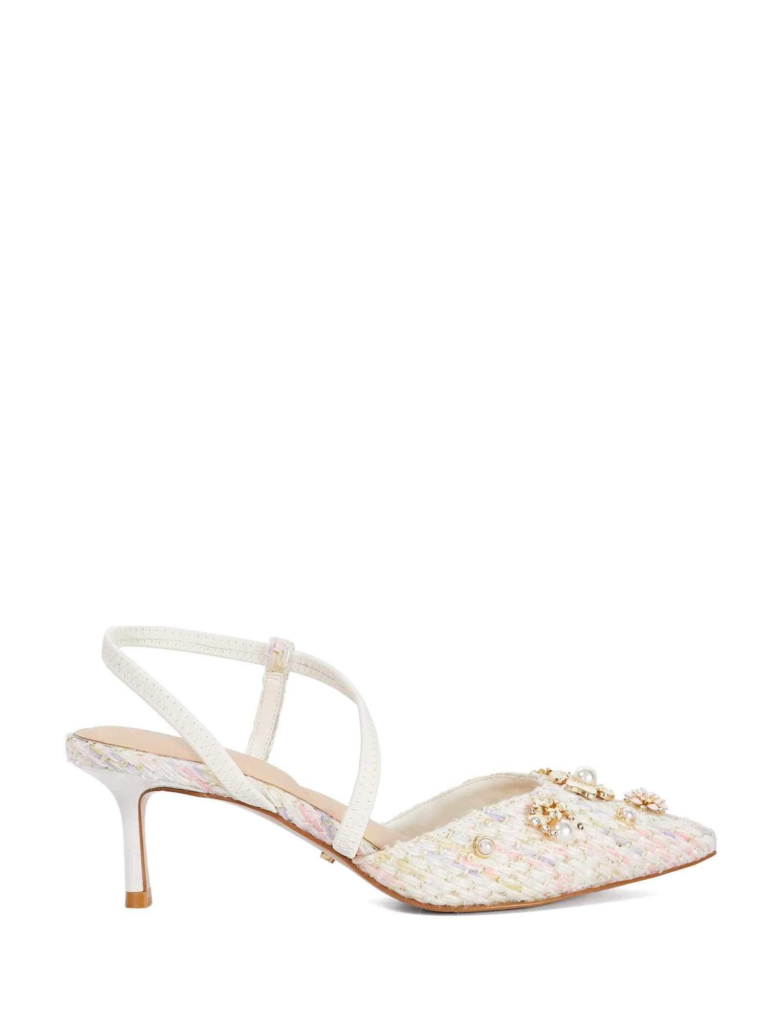 Boucle Flower Embellished Slingback Shoes - image 1