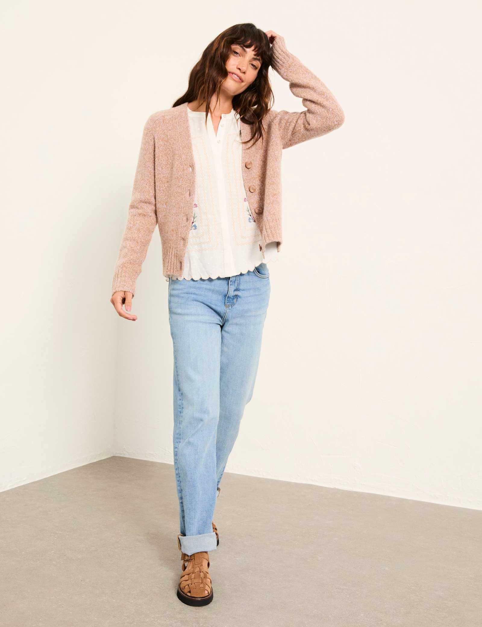 Wool Blend Fleck V-Neck Cardigan - image 2