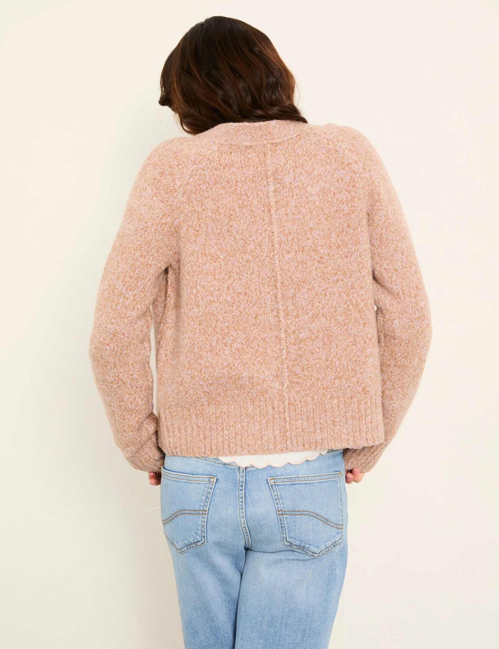 Wool Blend Fleck V-Neck Cardigan - image 5