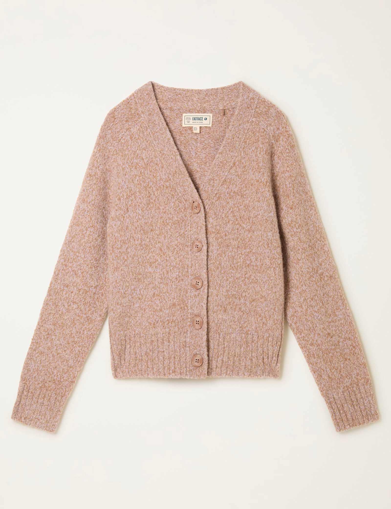 Wool Blend Fleck V-Neck Cardigan - image 1