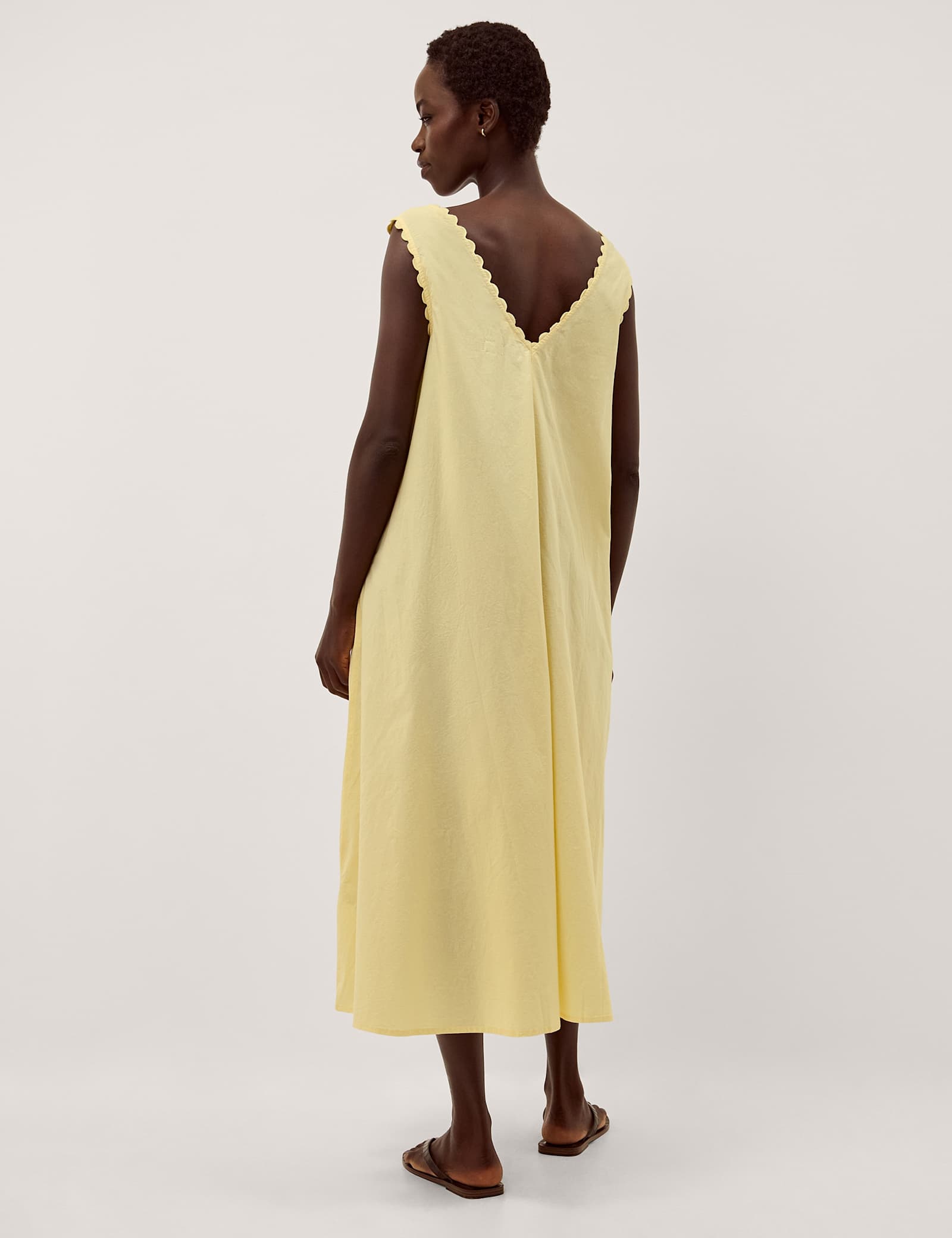 Pure Cotton V-Neck Cutwork Midi Swing Dress - image 5