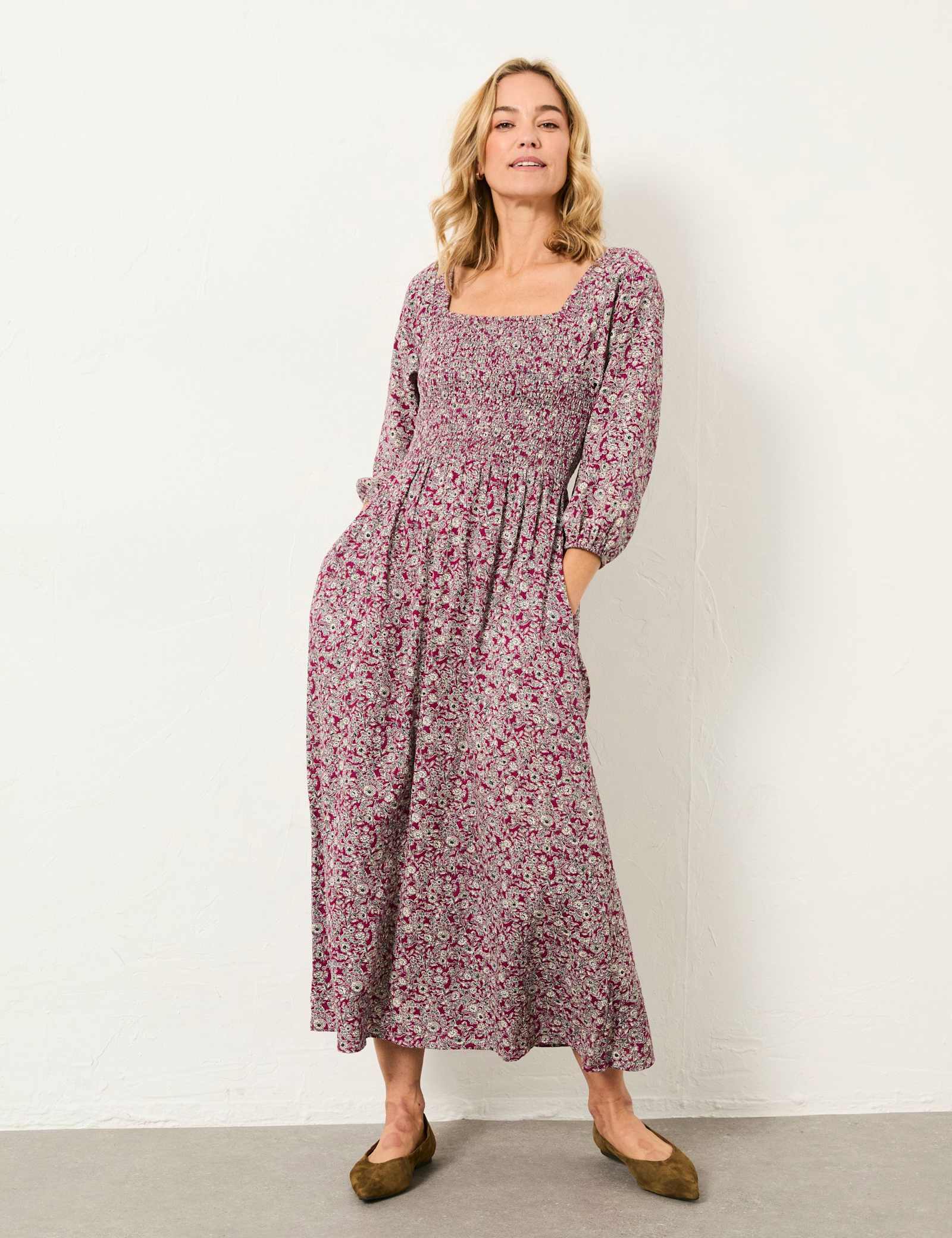 Cotton Blend Floral Midi Skater Dress - image 2