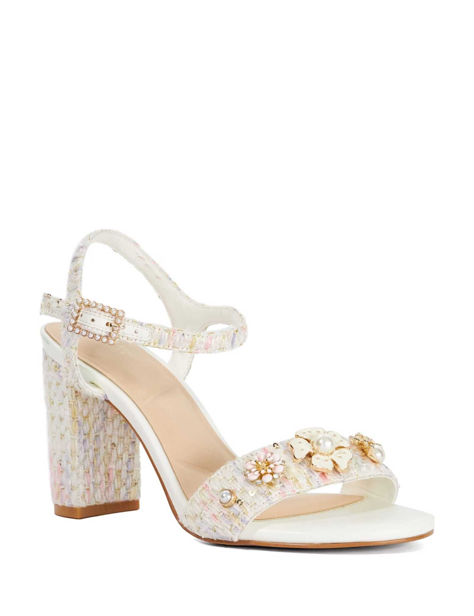 Flower Embellished Strappy Block Heel Sandals - image 5