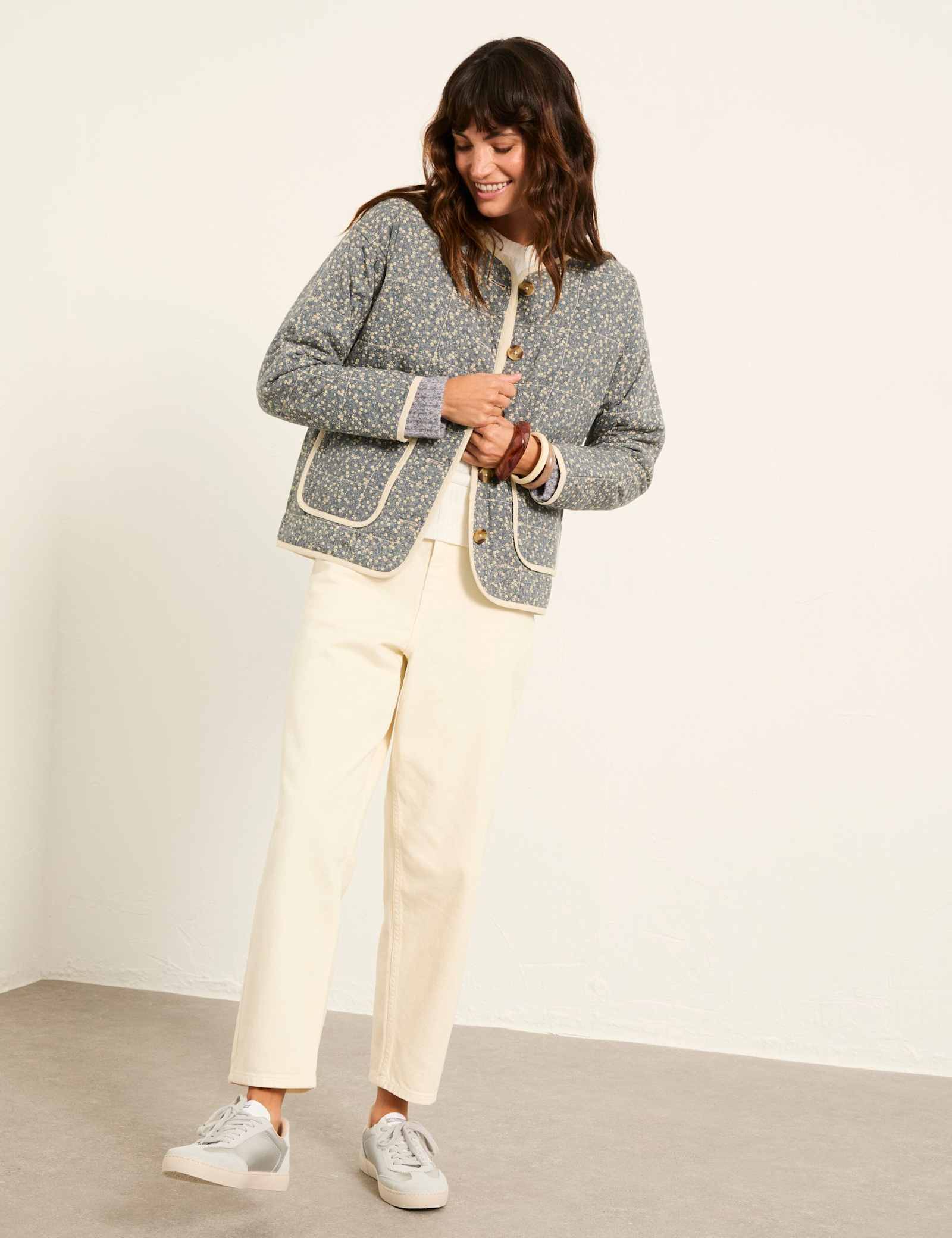 Floral Quilted Collarless Jacket - image 2