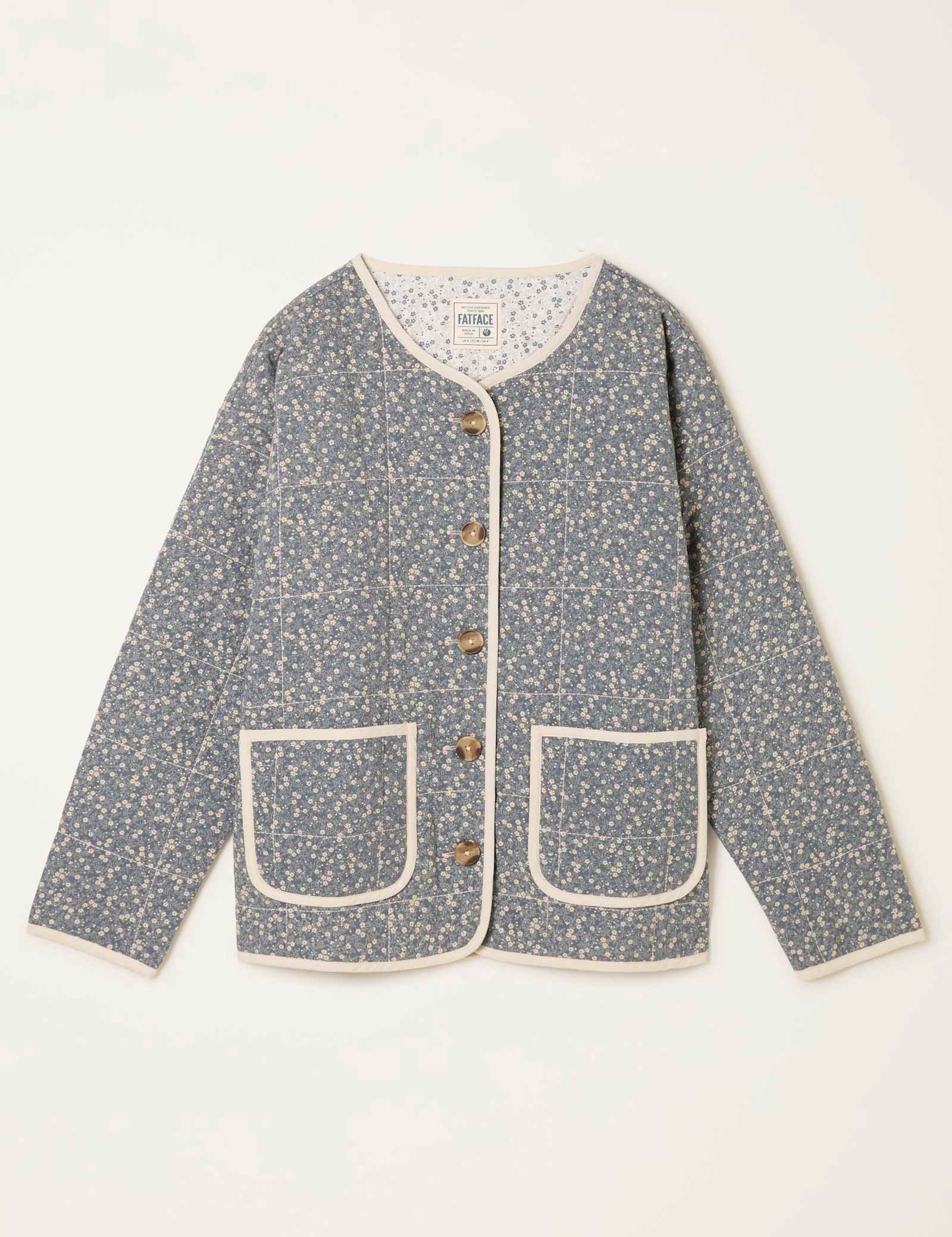 Floral Quilted Collarless Jacket - image 1
