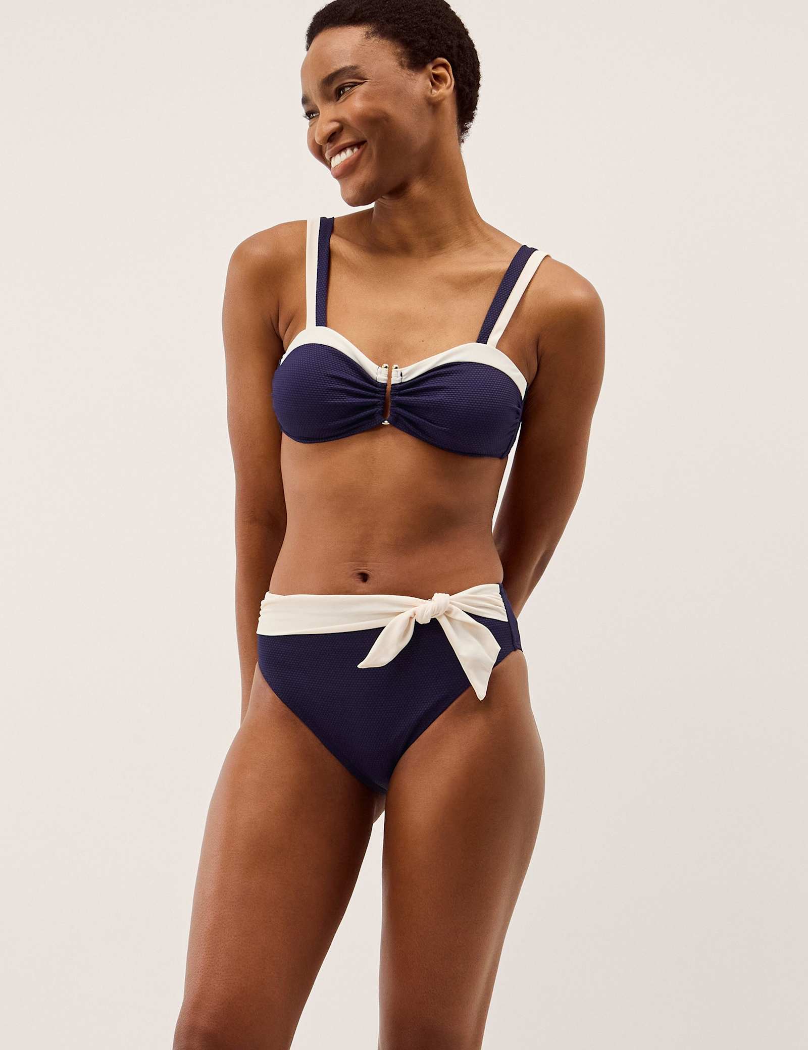 Tie Front High Waisted Bikini Bottoms - image 2