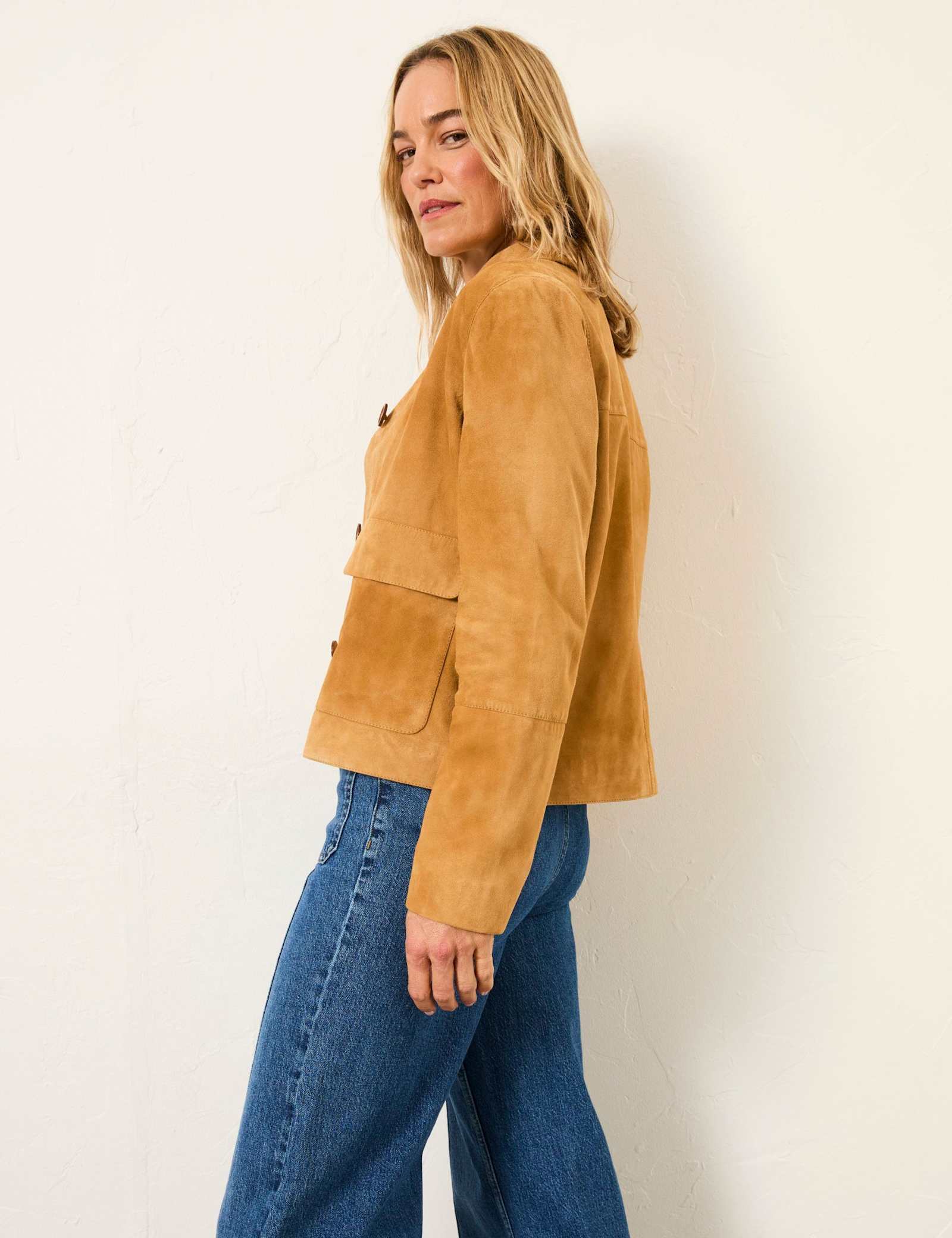 Suede Collared Short Jacket - image 5