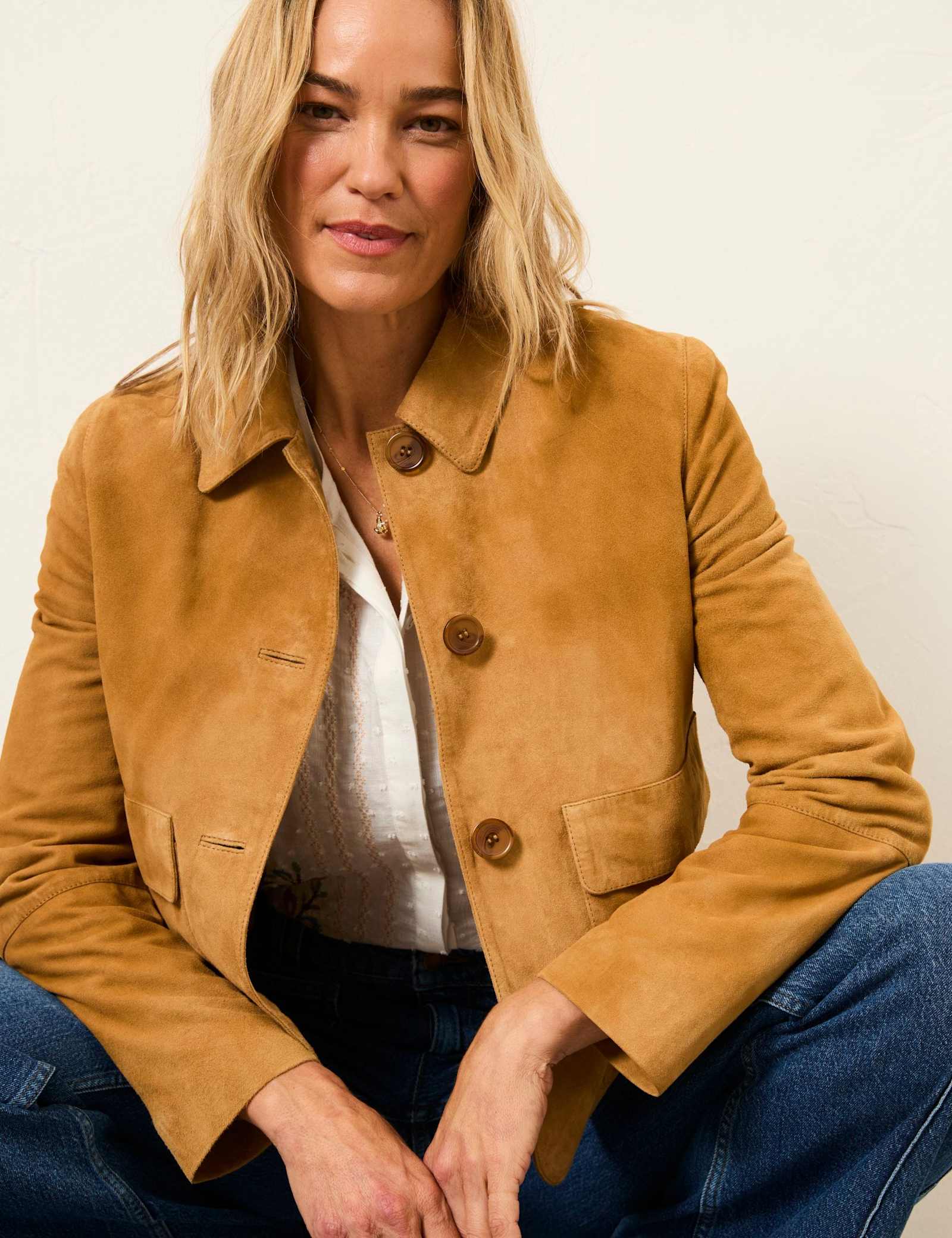 Suede Collared Short Jacket - image 4