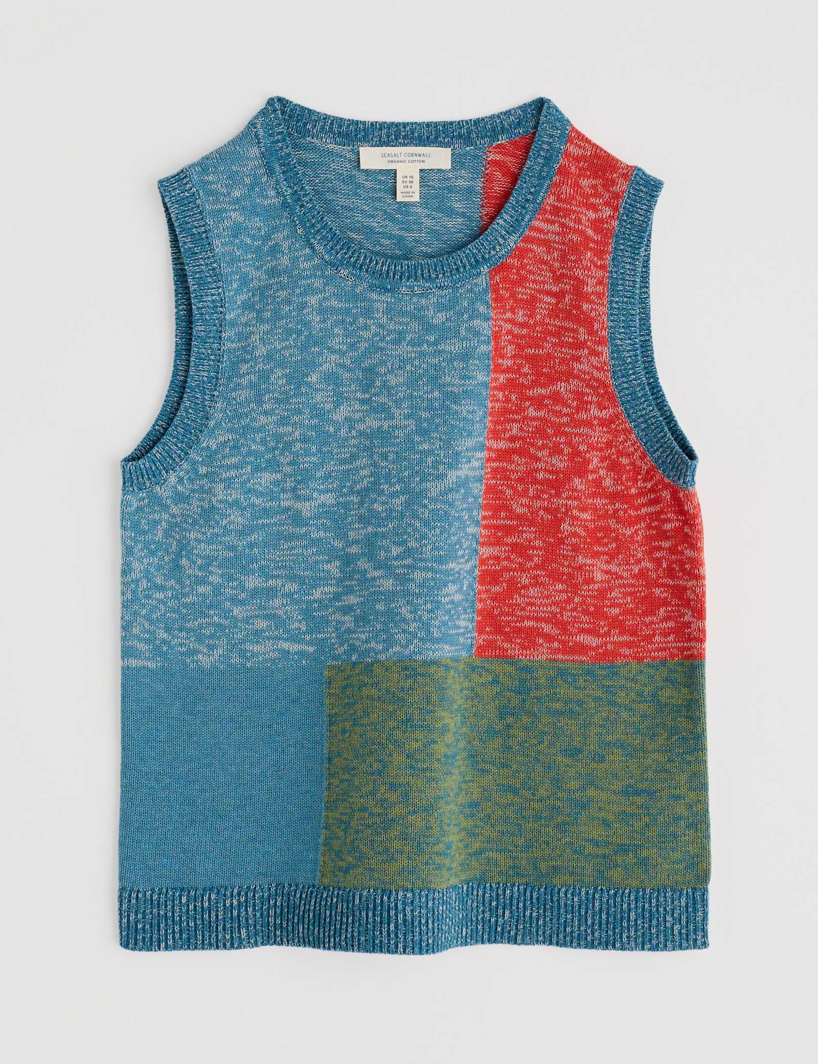Pure Cotton Colour Block Knitted Vest - image 1
