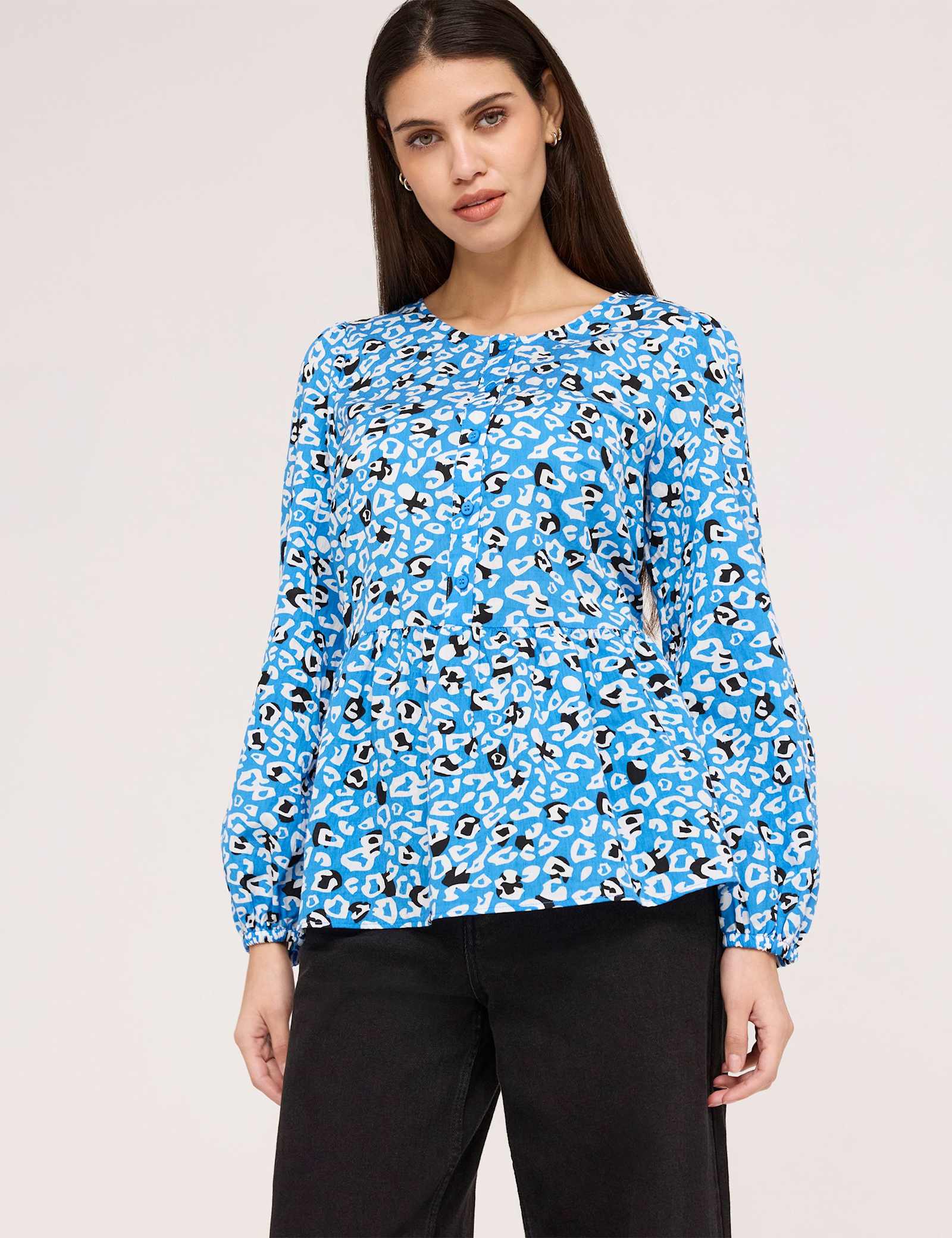 Cotton Rich Printed Button Detail Top - image 3