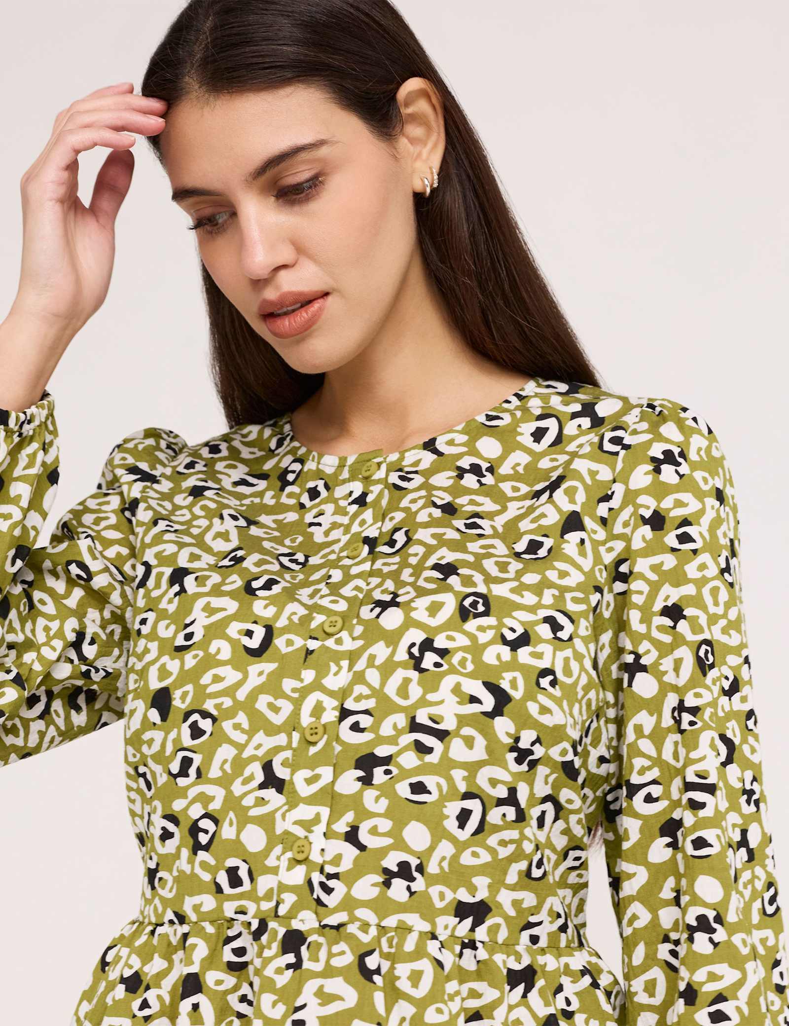 Cotton Rich Printed Button Detail Top - image 5