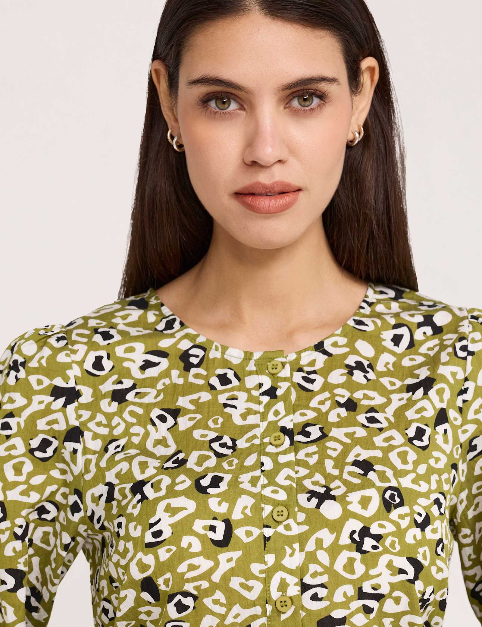 Cotton Rich Printed Button Detail Top - image 4