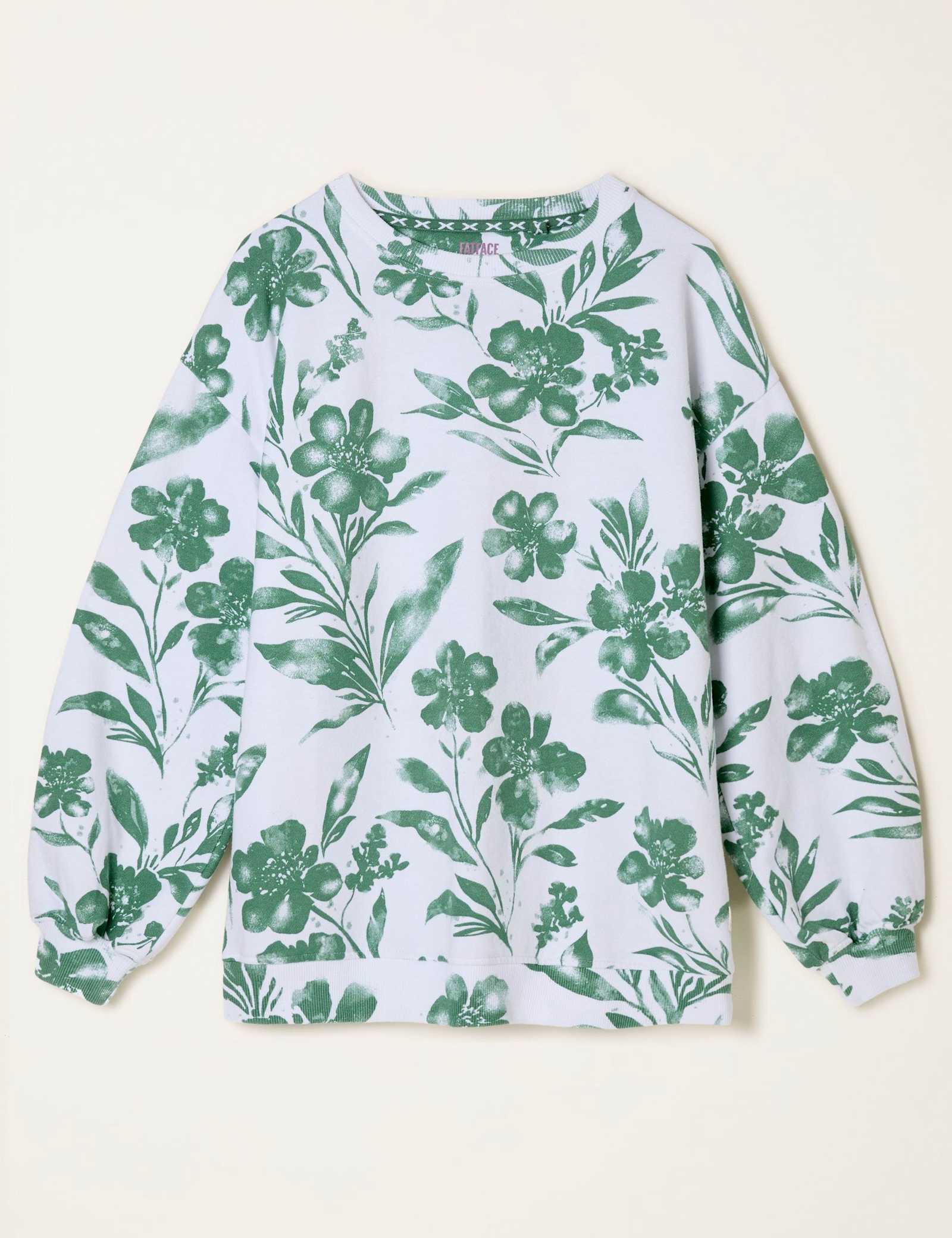 Cotton Rich Floral Crew Neck Sweatshirt - image 1