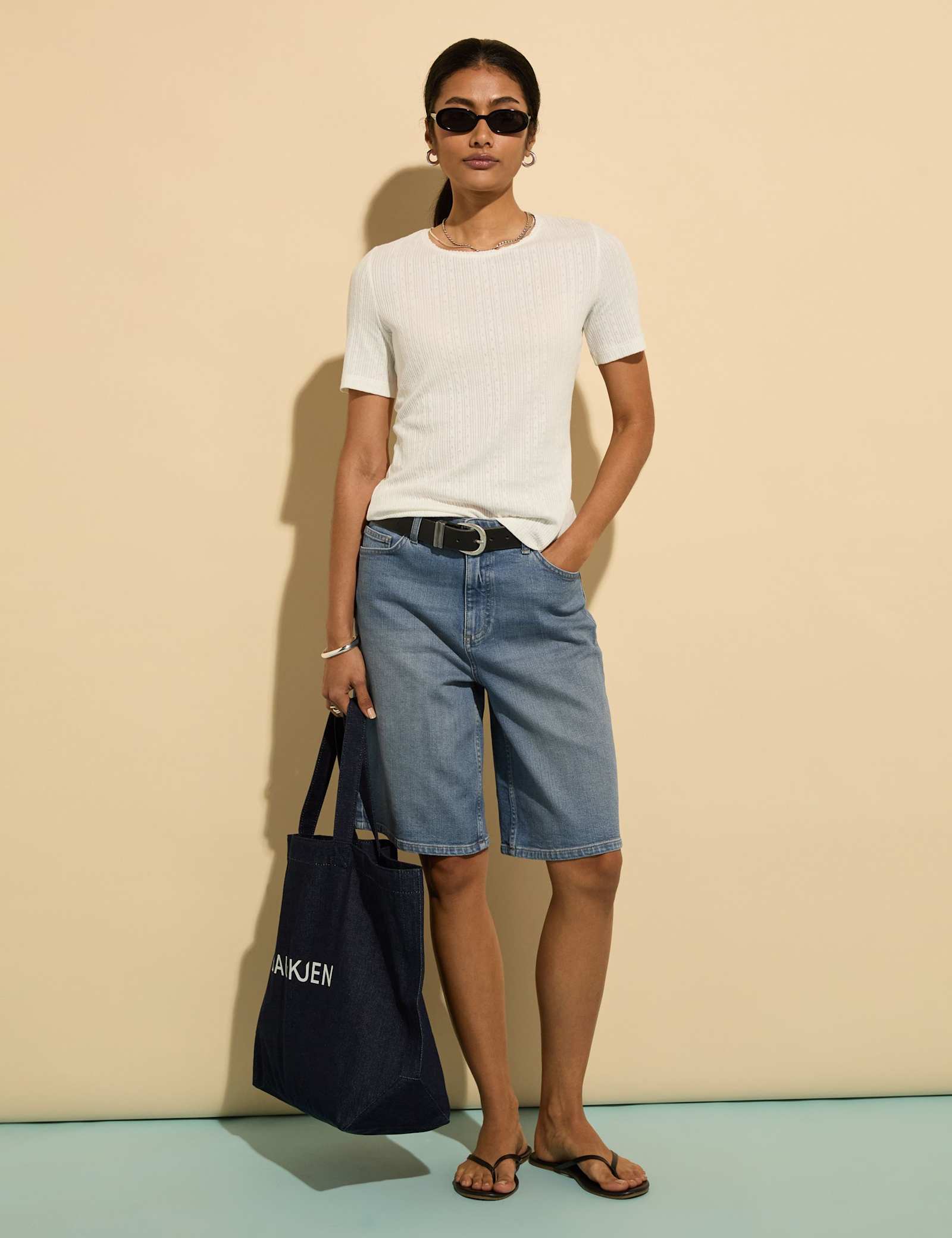 Cotton Rich Denim High Waisted Shorts - image 2