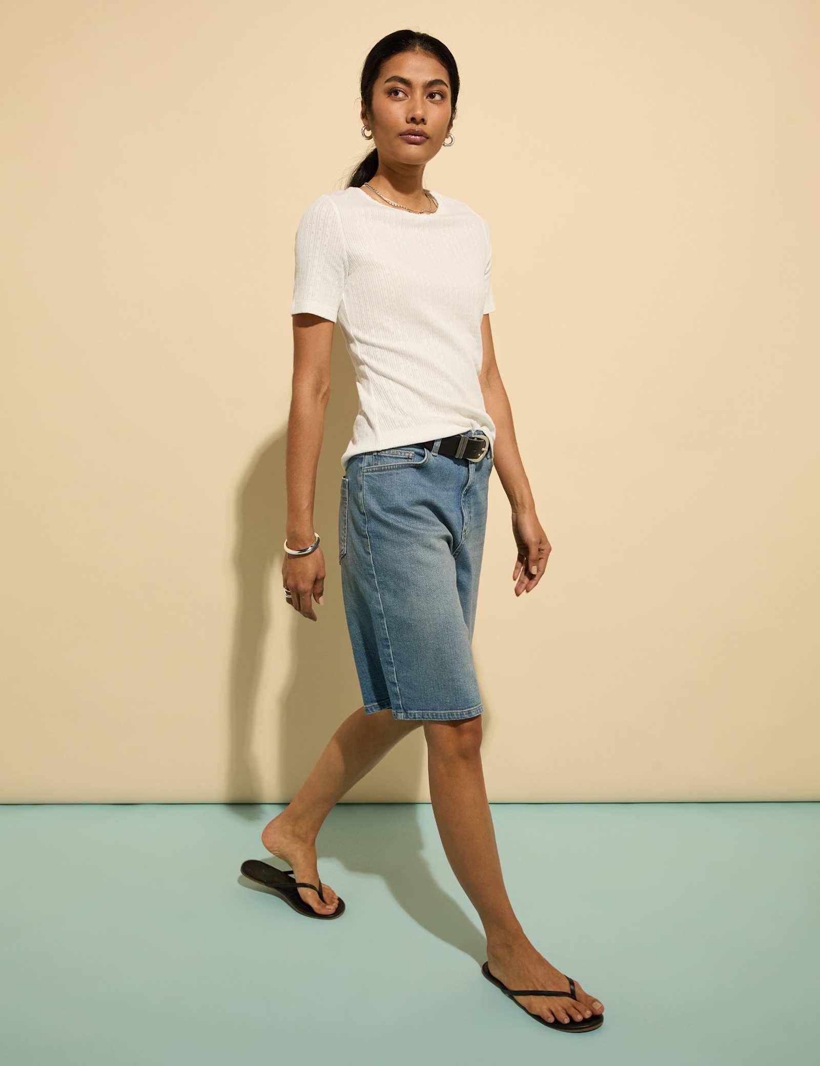 Cotton Rich Denim High Waisted Shorts - image 3