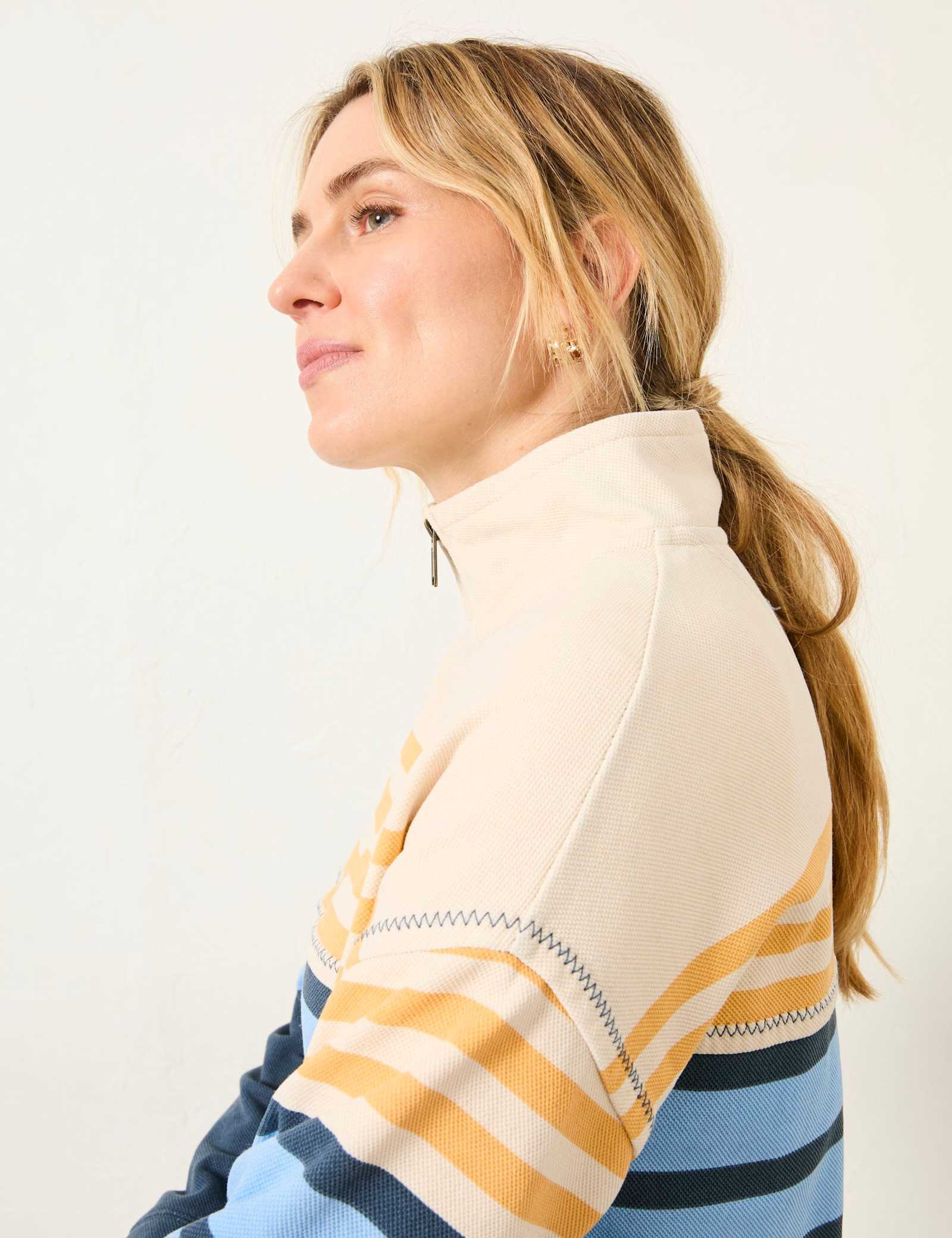 Pure Cotton Striped Funnel Neck Sweatshirt - image 5