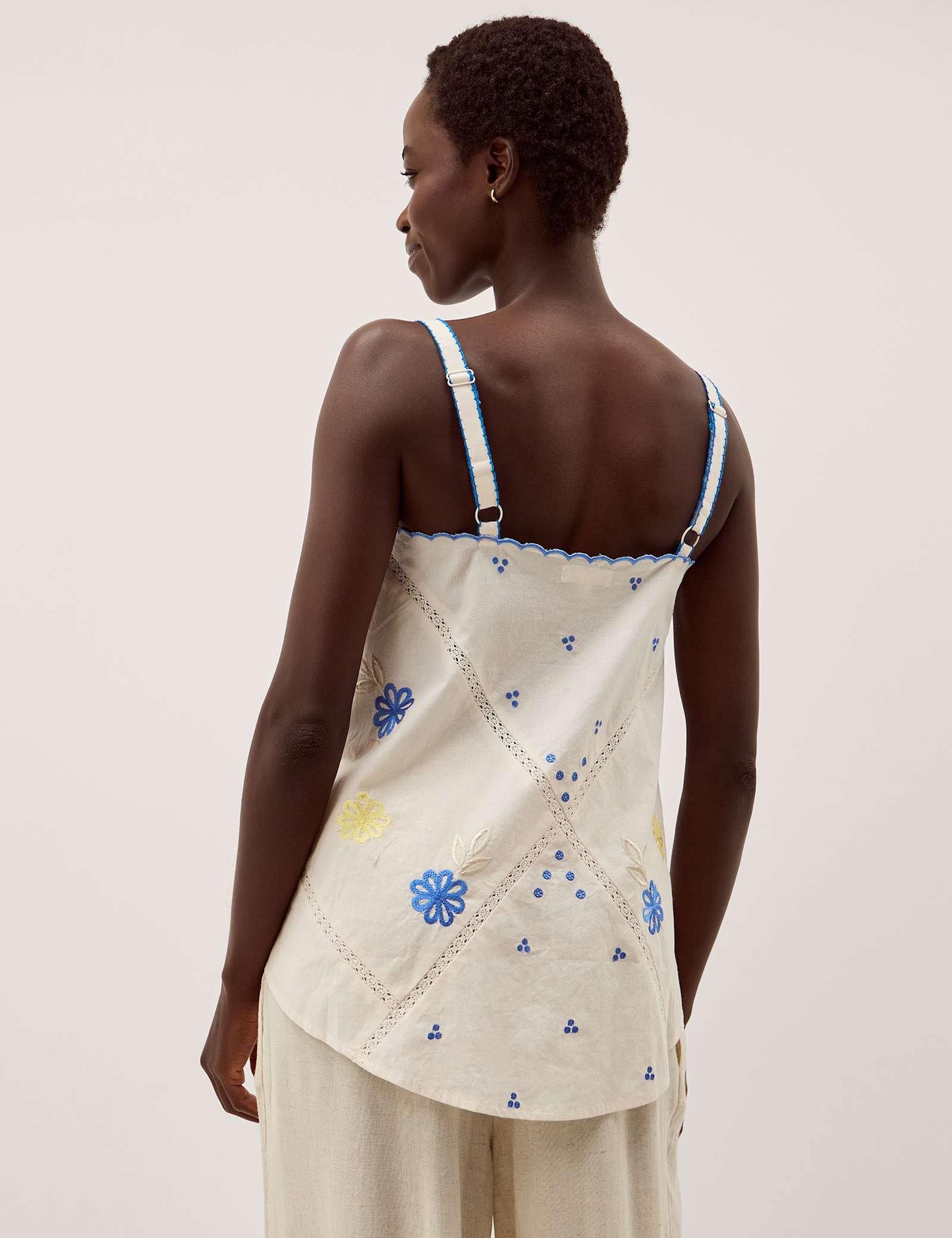 Pure Cotton Embroidered Square Neck Cami Top - image 4