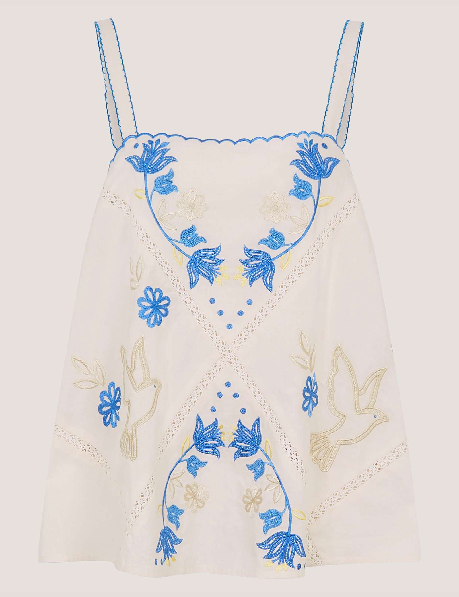 Pure Cotton Embroidered Square Neck Cami Top - image 1