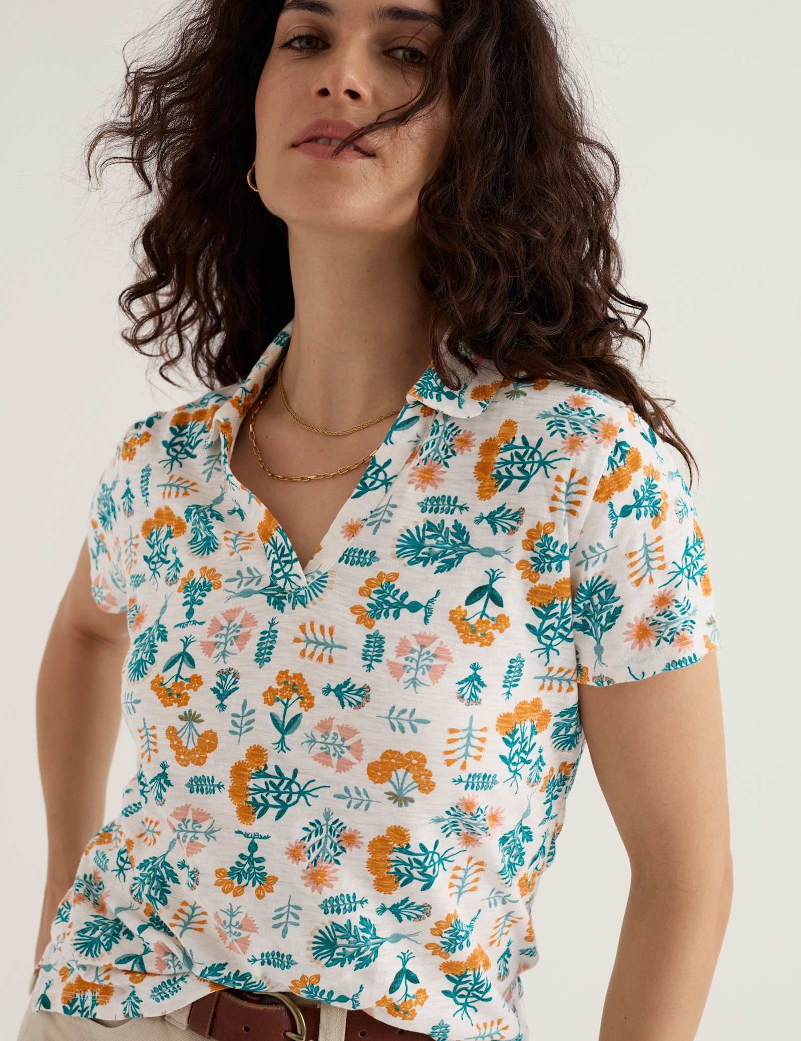 Pure Cotton Floral Collared Top - image 4