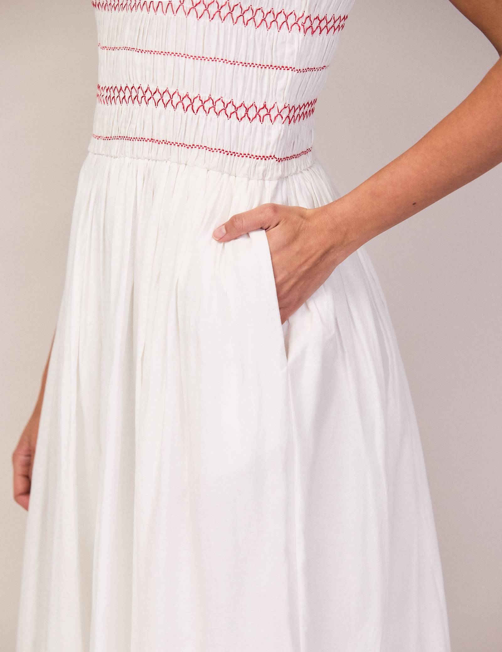Cotton Rich Midi Shirred Dress - image 2