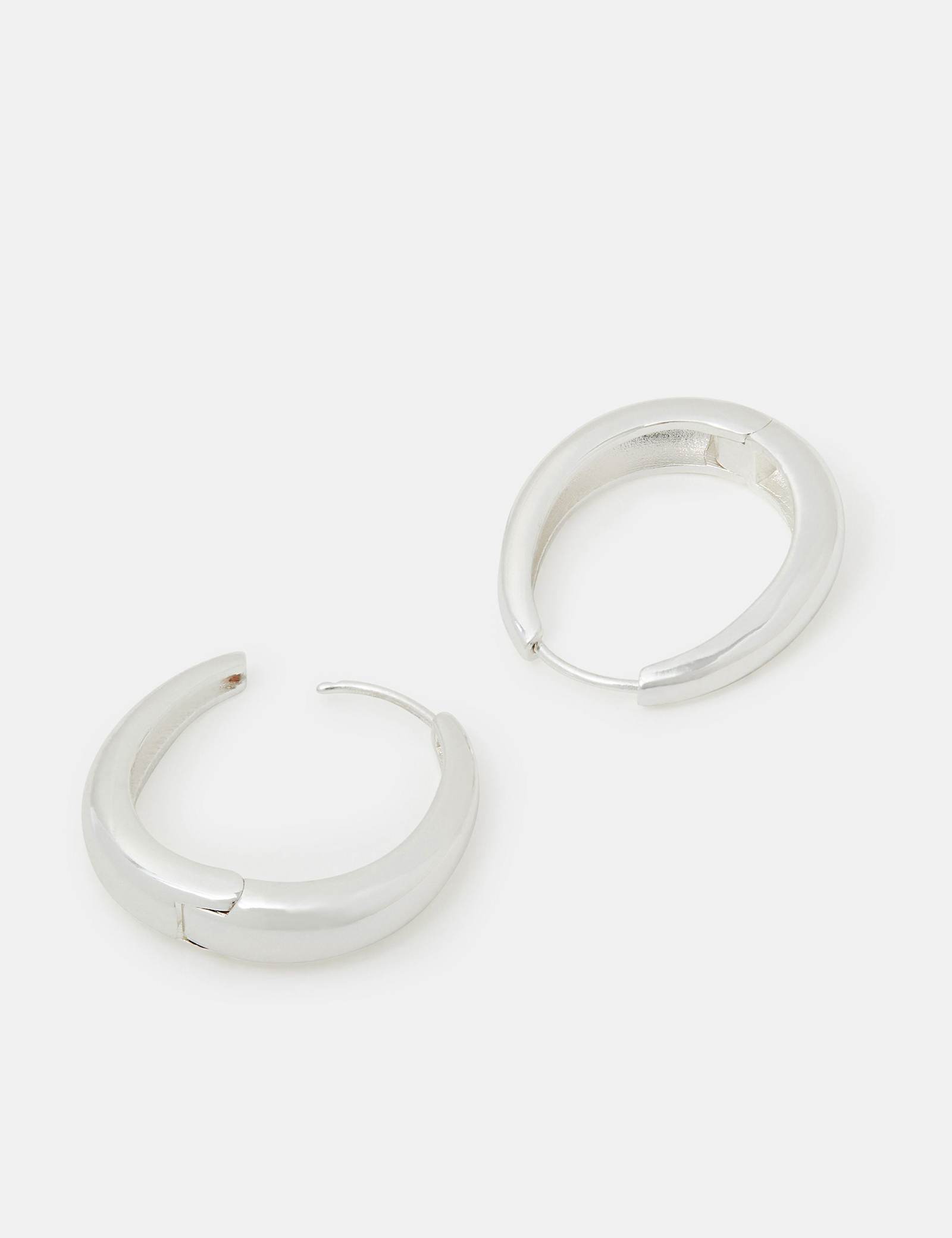Sterling Silver Plated Chunky Oval Hoops - image 2