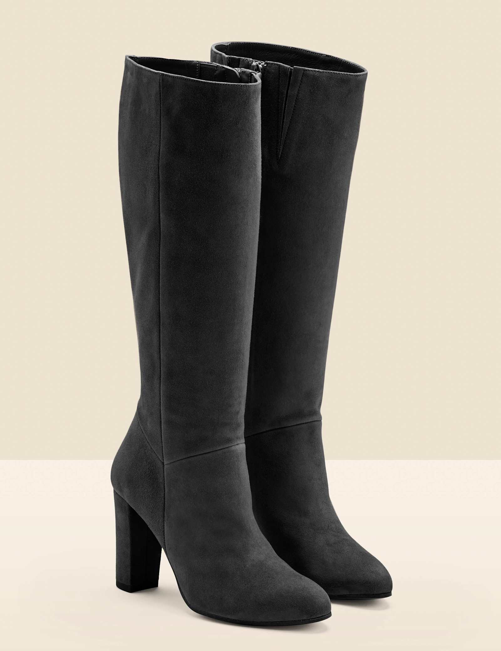 Suede Block Heel Knee High Boots - image 1