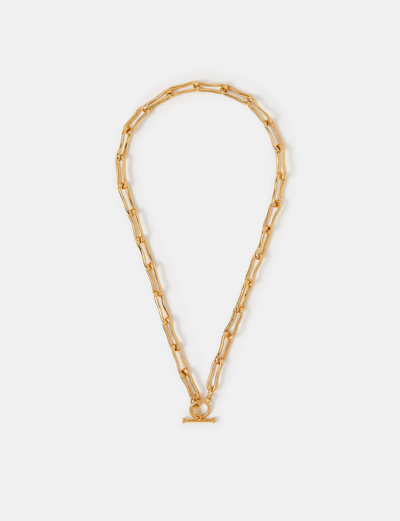 14ct Gold Plated Molten Look Chain Link T-Bar Necklace - image 3