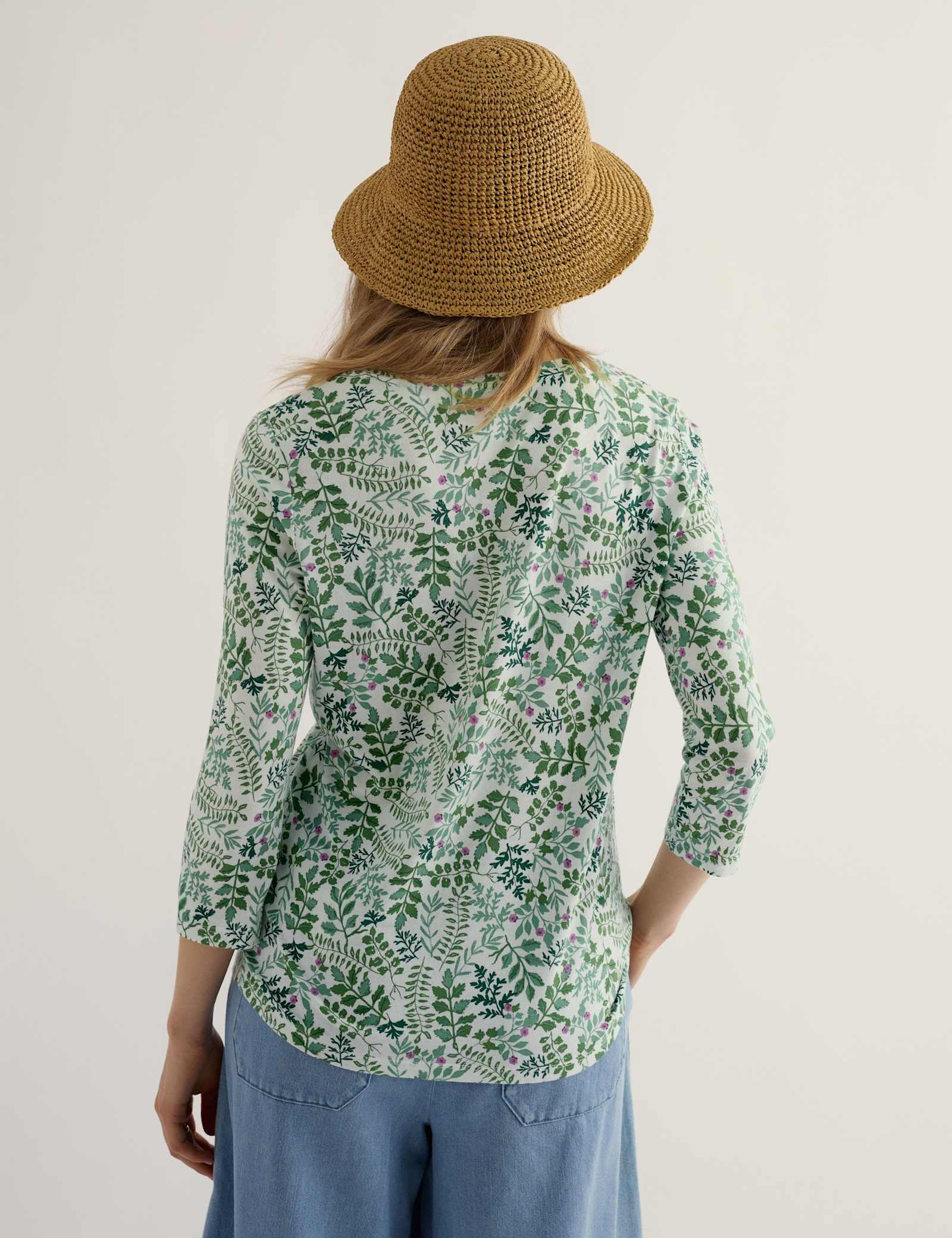 Cotton Blend Floral V-Neck Blouse - image 4