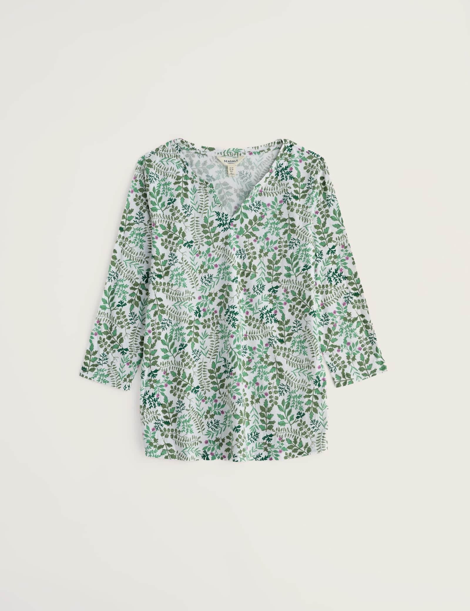 Cotton Blend Floral V-Neck Blouse - image 1