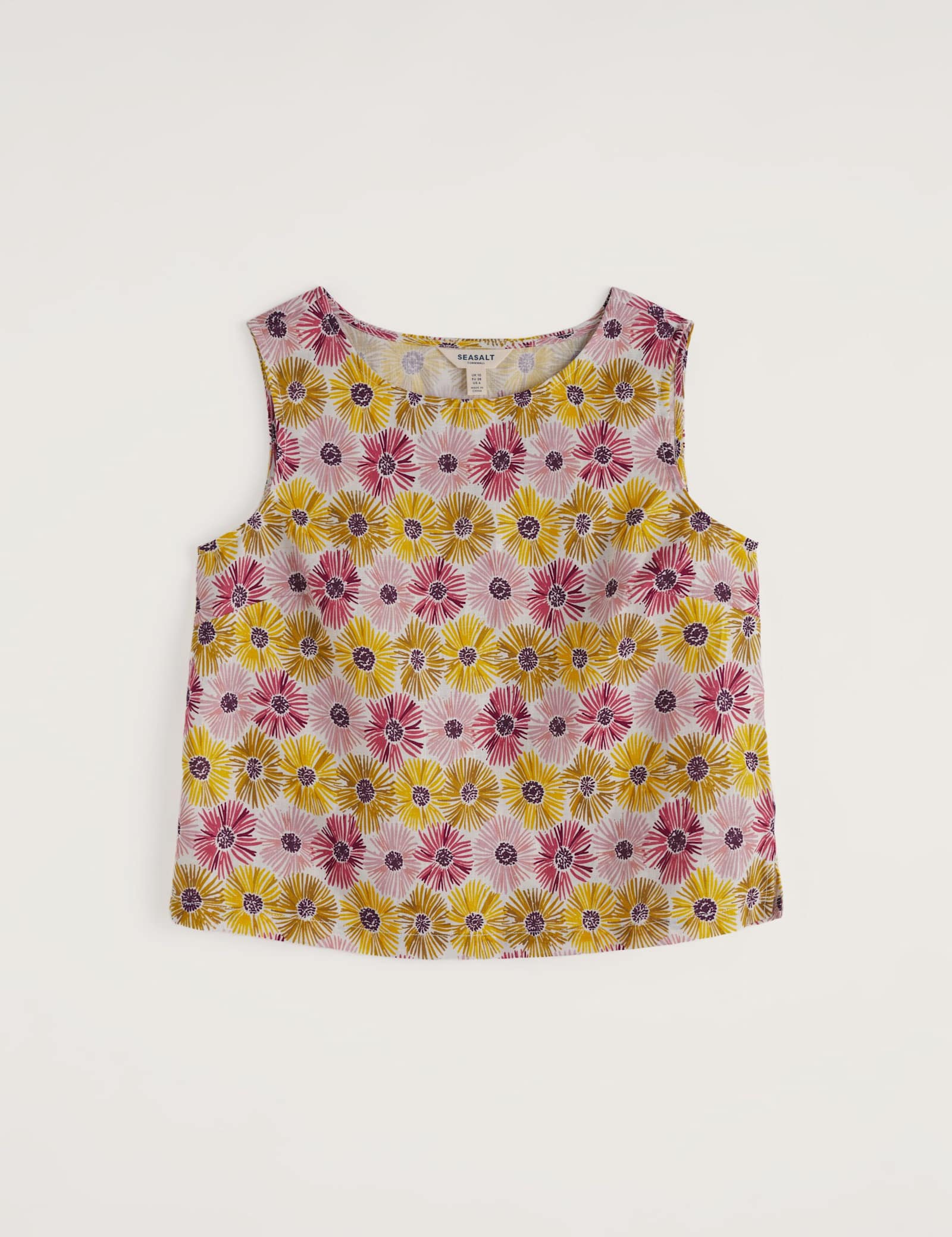 Pure Linen Floral Slash Neck Top - image 1