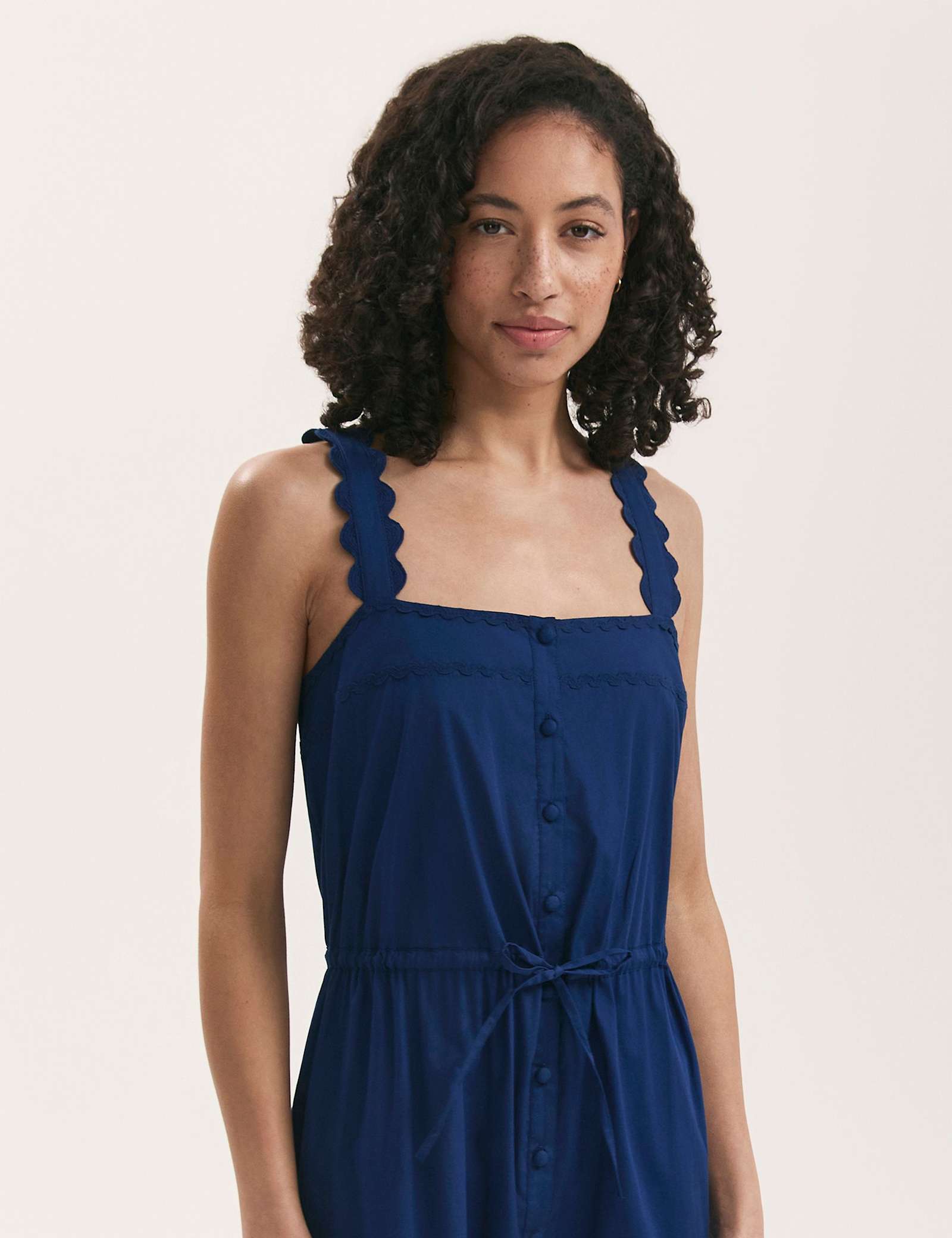 Pure Cotton Square Neck Midi Tiered Dress - image 3