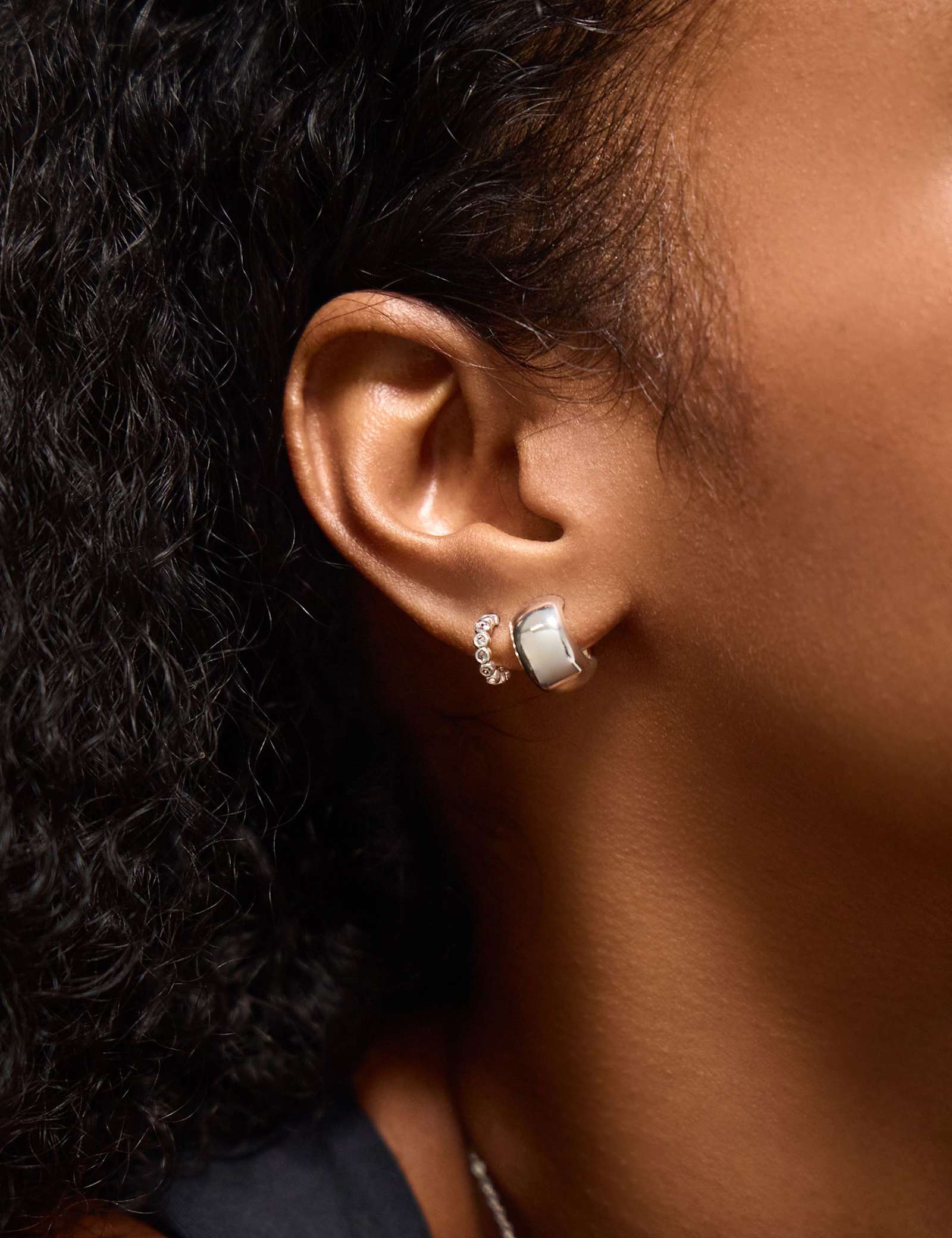 Sterling Silver Plated Hoop Earrings - image 1