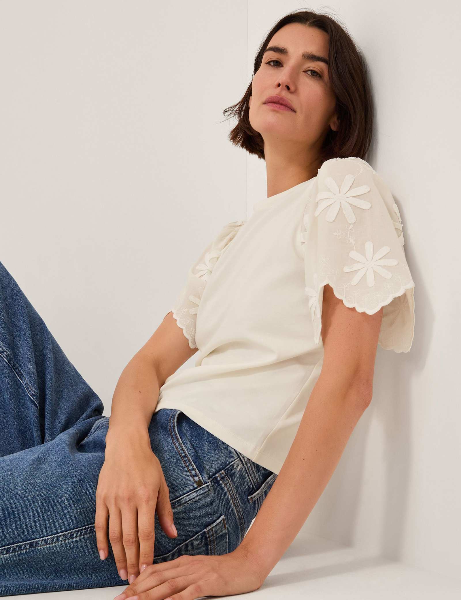 Cotton Rich Floral Applique T-Shirt - image 4