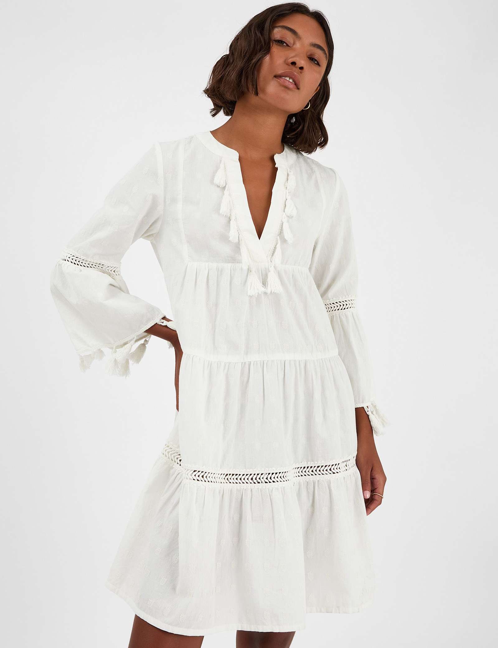 Cotton Rich V-Neck Mini Beach Dress - image 2