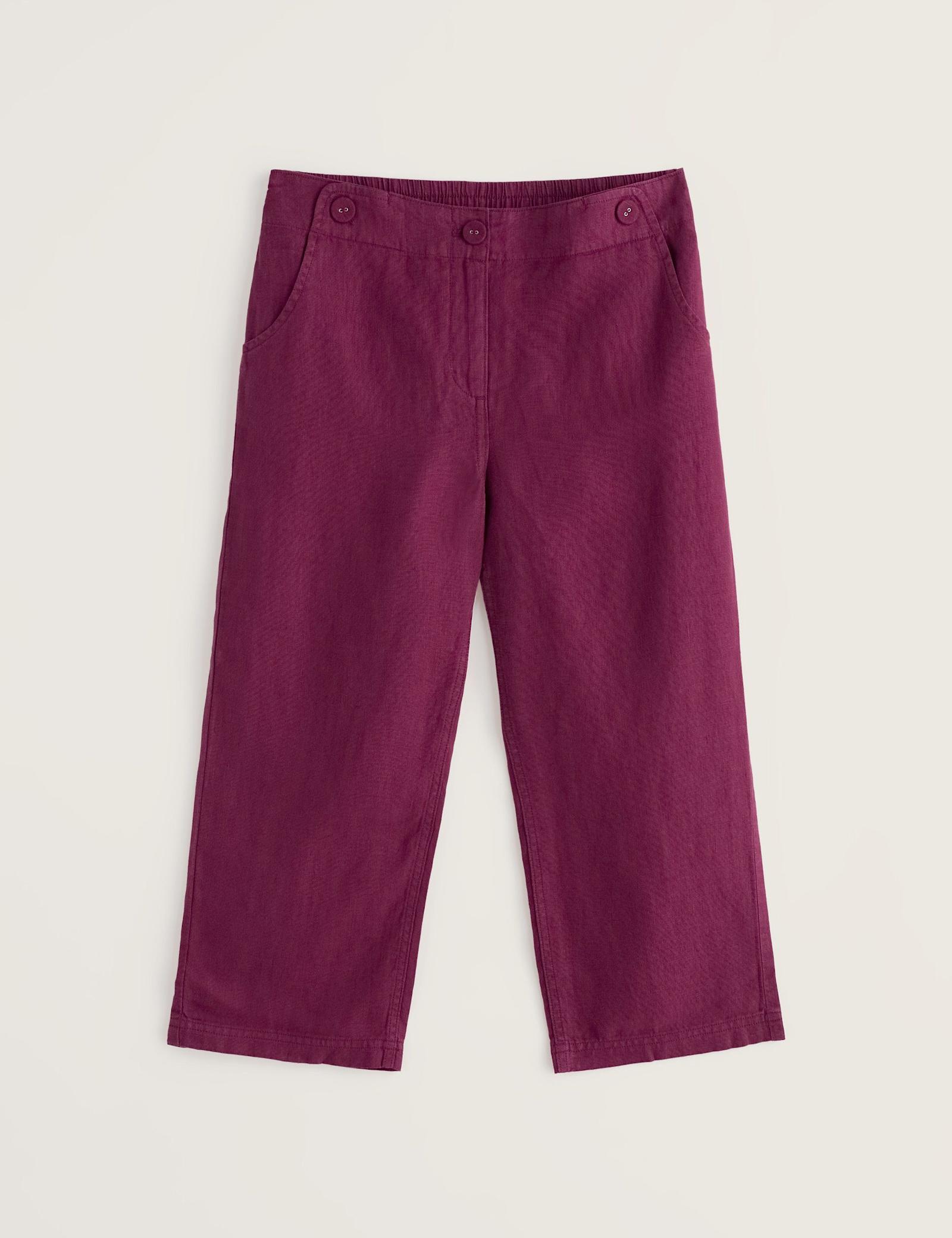 Pure Linen Straight Leg Cropped Trousers - image 3